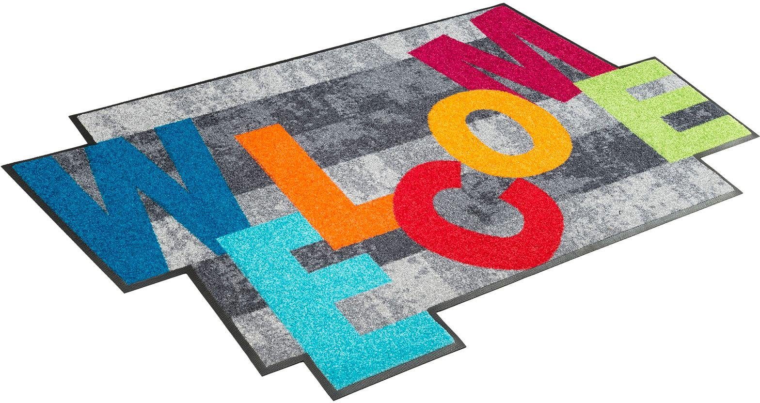 wash+dry by Kleen-Tex Teppich Crazy Welcome, rechteckig, Höhe: 7 mm, mit Sp günstig online kaufen