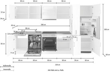 HELD MÖBEL Küchenzeile Tinnum, mit E-Geräten, Breite 330 cm