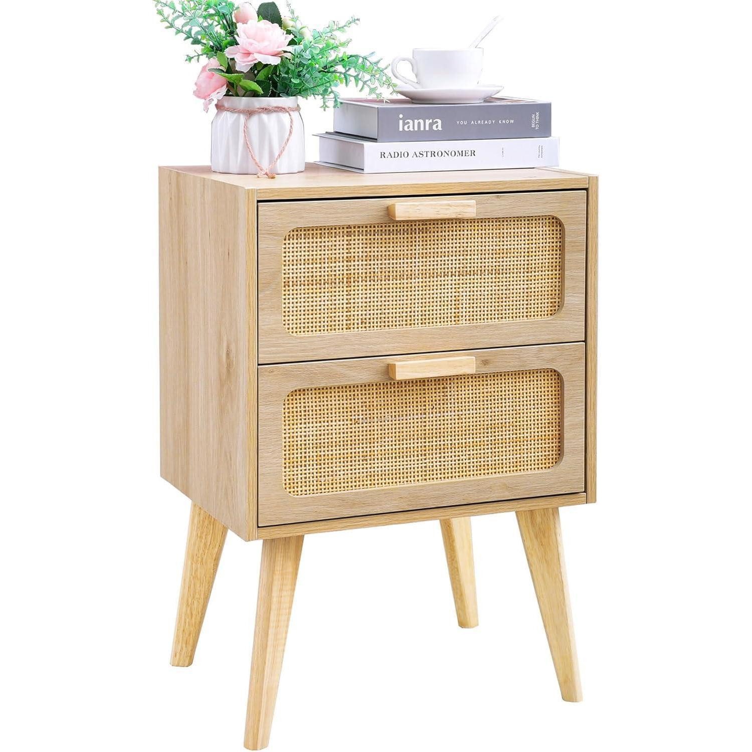 LuxusKollektion Nachttisch Rattan Nachttisch mit 2 günstig online kaufen