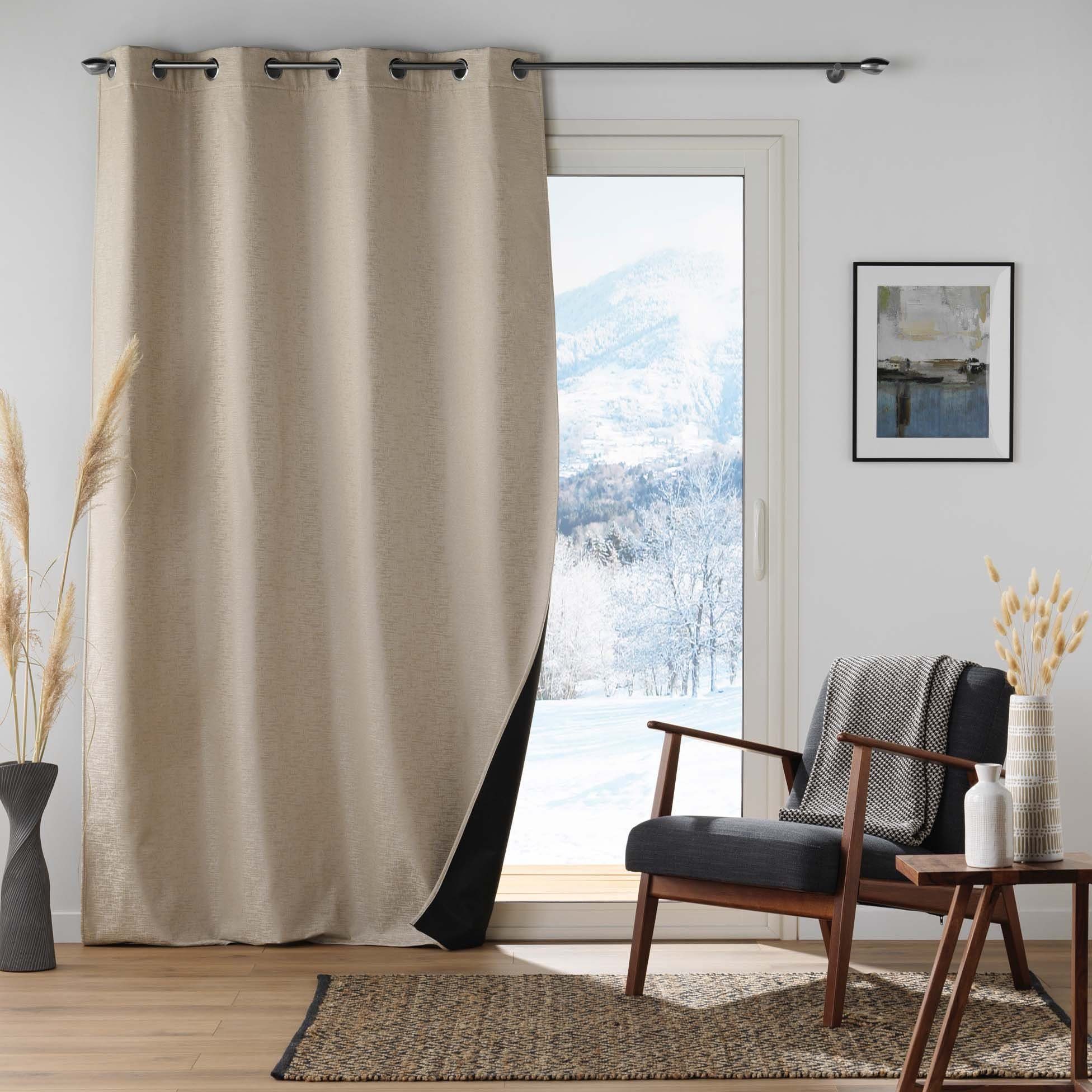 Vorhang, dynamic24, Ösen, blickdicht, Vorhang blickdicht 140x260cm Verdunkelung Thermo Schallschutz beige | Fertiggardinen
