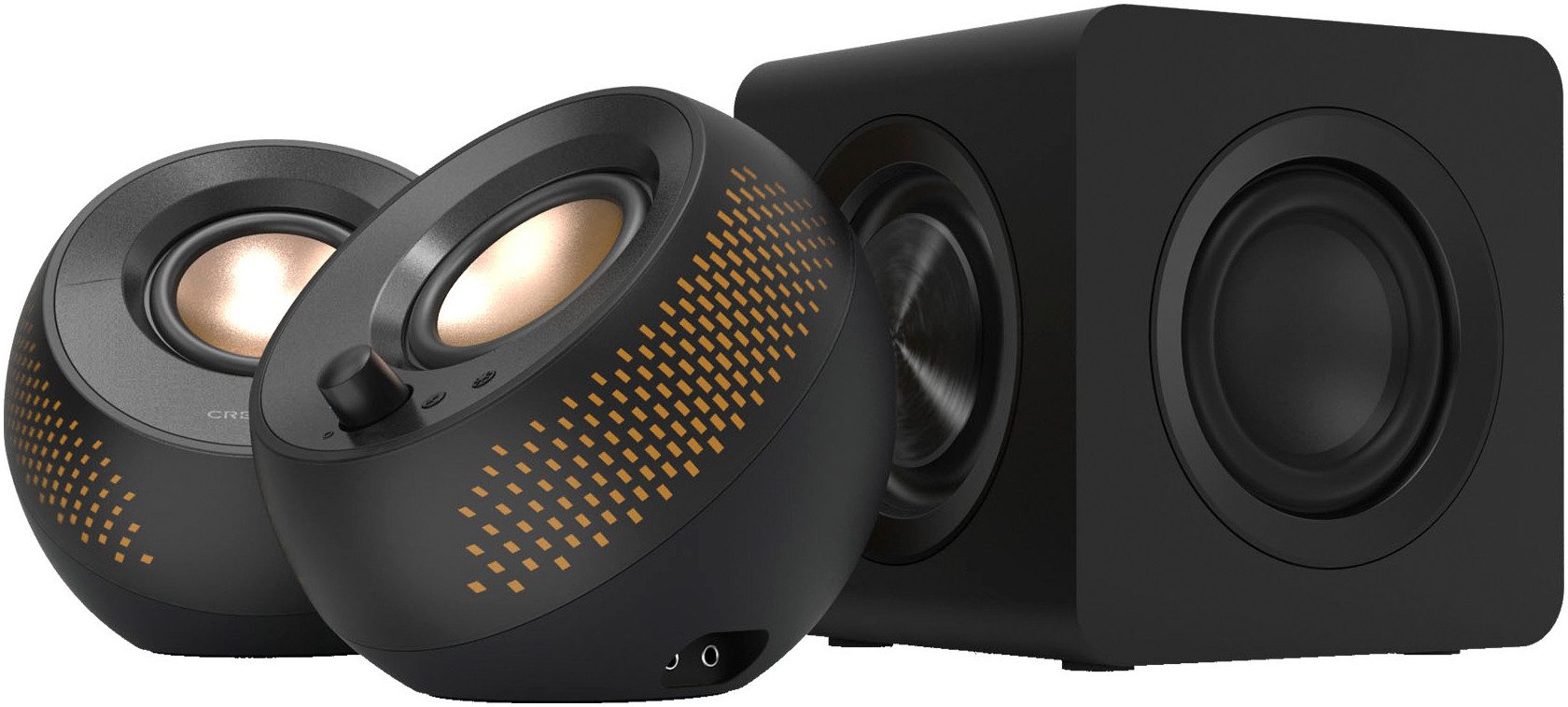 Creative Pebble X Plus 2.1 USB-C Колонки, Bluetooth 5.3, RGB-Beleuchtung 2.1 Soundsystem (kabelloses Streaming, Computerlautsprecher mit Subwoofer)