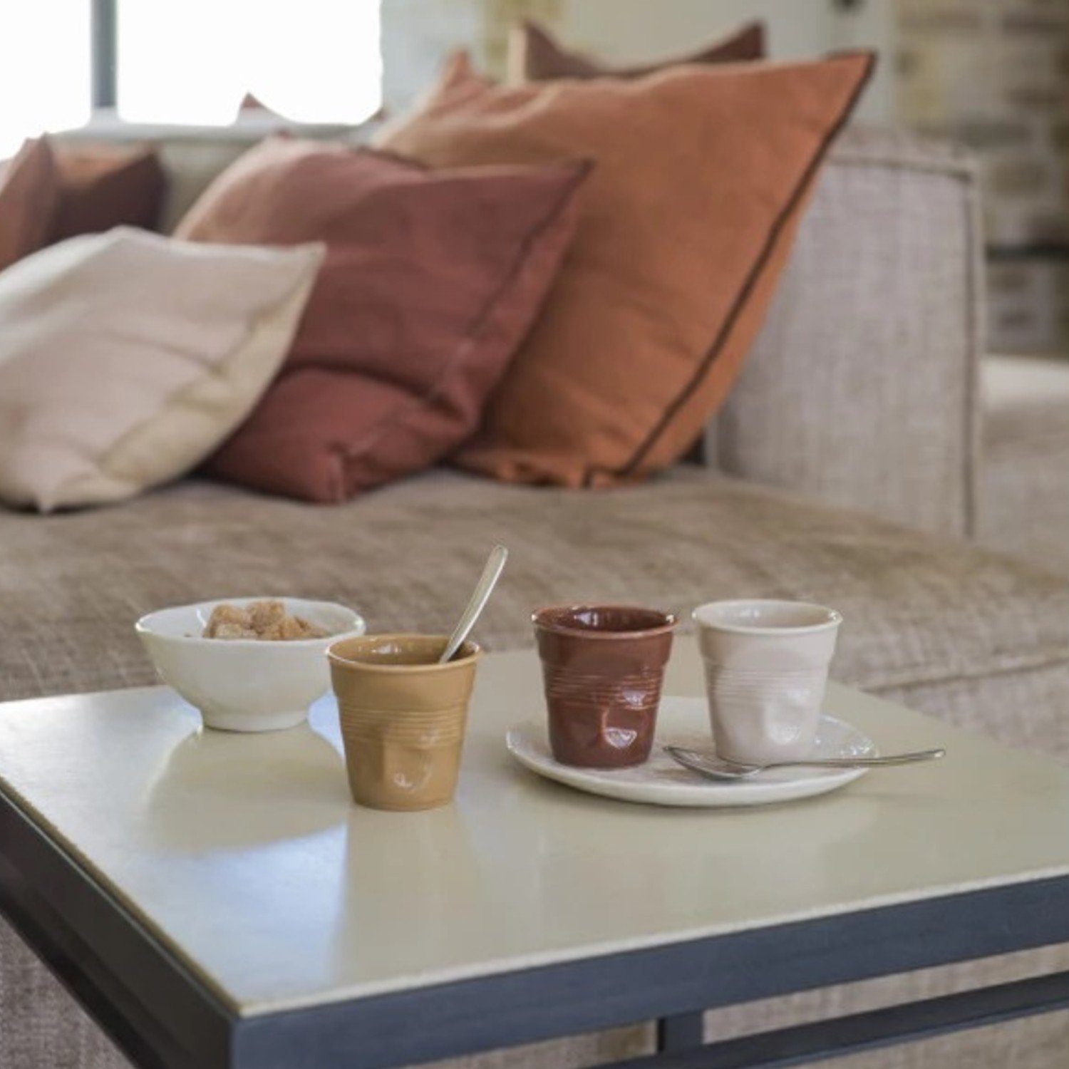 REVOL Espressotasse Knickbecher Tasse Espresso verbrannte Erde 80ml, Porzellan