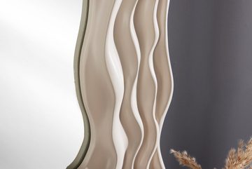riess-ambiente Wandspiegel WAVE 90cm greige (Einzelartikel, 1-St), Schlafzimmer · Wellen-Design · Deko · quadratisch · handmade · Flur