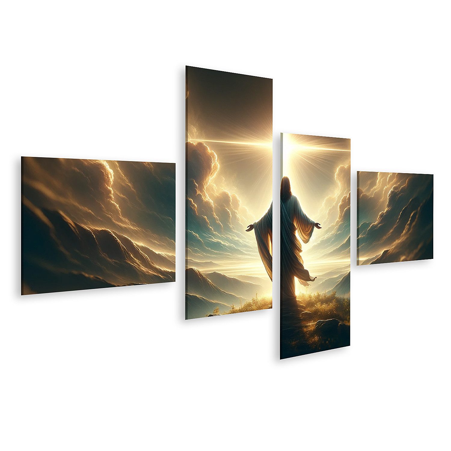 islandburner Leinwandbild Jesus im Sonnenlicht auf Hügel Erlöser