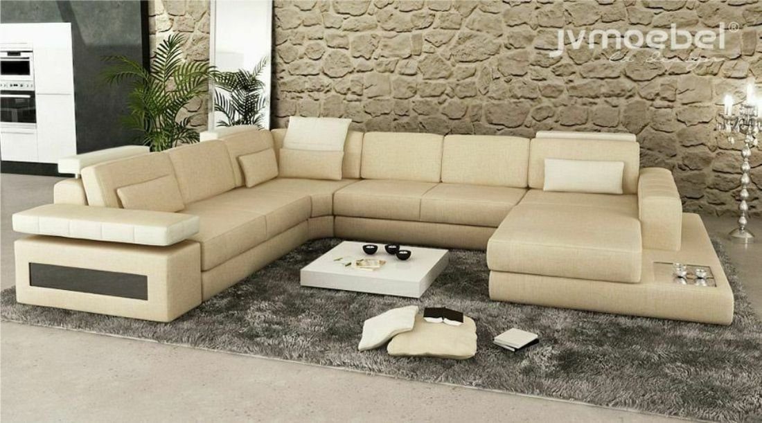 JVmoebel Ecksofa, U Polster Couch Designer Ecksofa Leder Form Wohnlandschaft Couch