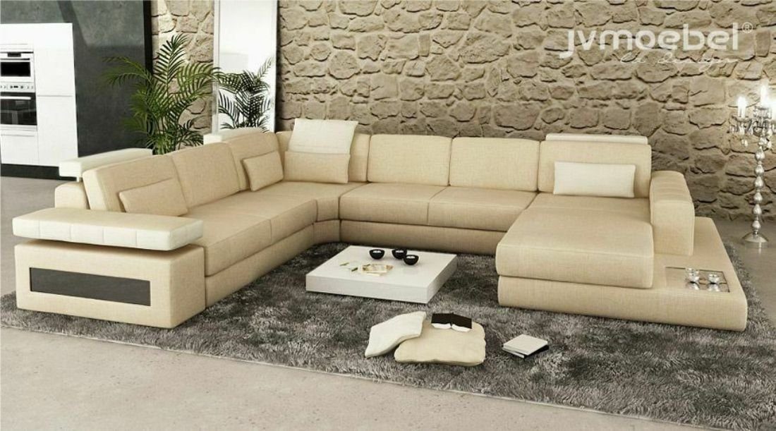 JVmoebel Ecksofa, Designer Couch U Form Ecksofa Polster Couch Leder Wohnlandschaft