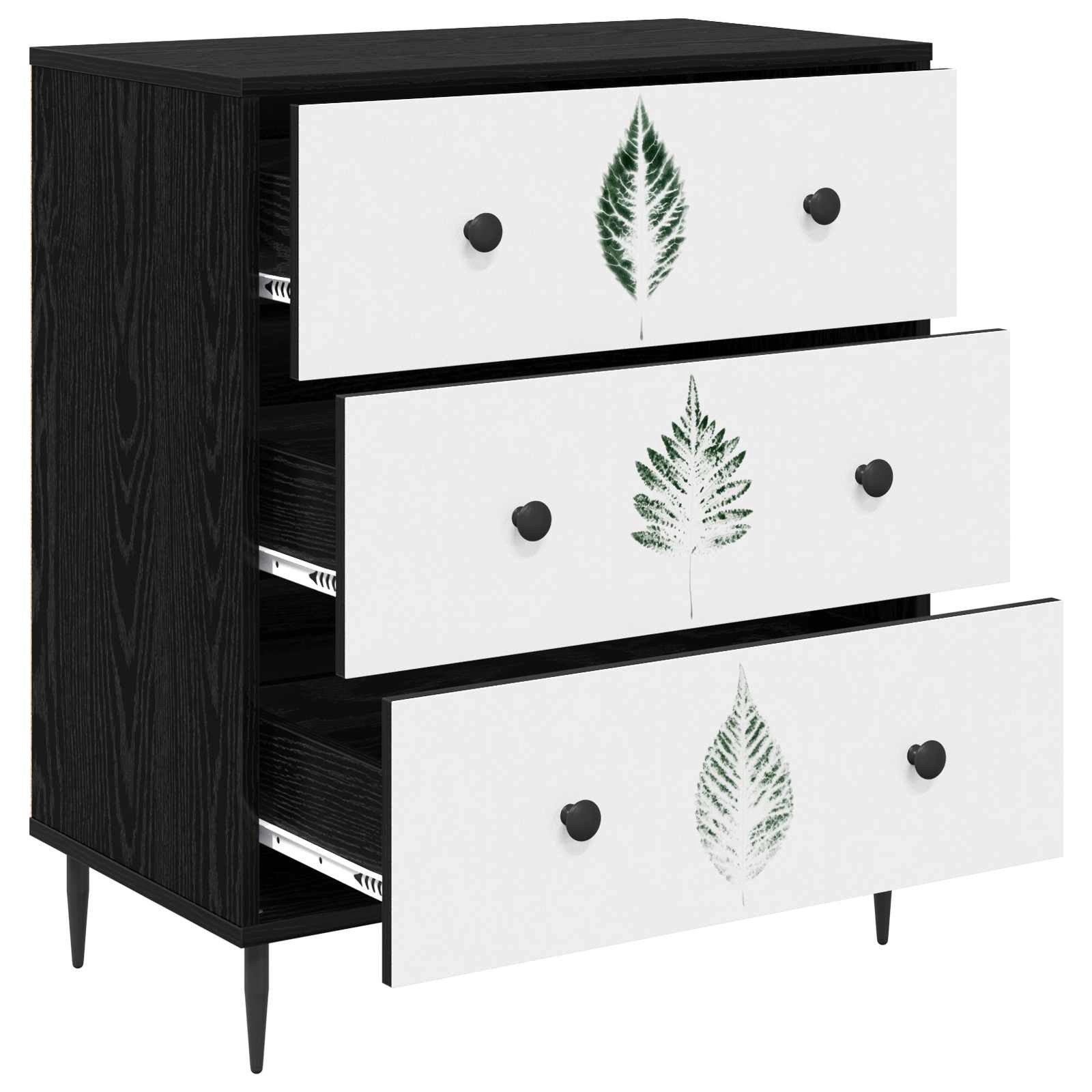 vidaXL Schranksystem Kommode HANAU Grünes Blättermuster 66 x 36,5 x 76 cm (1-St)
