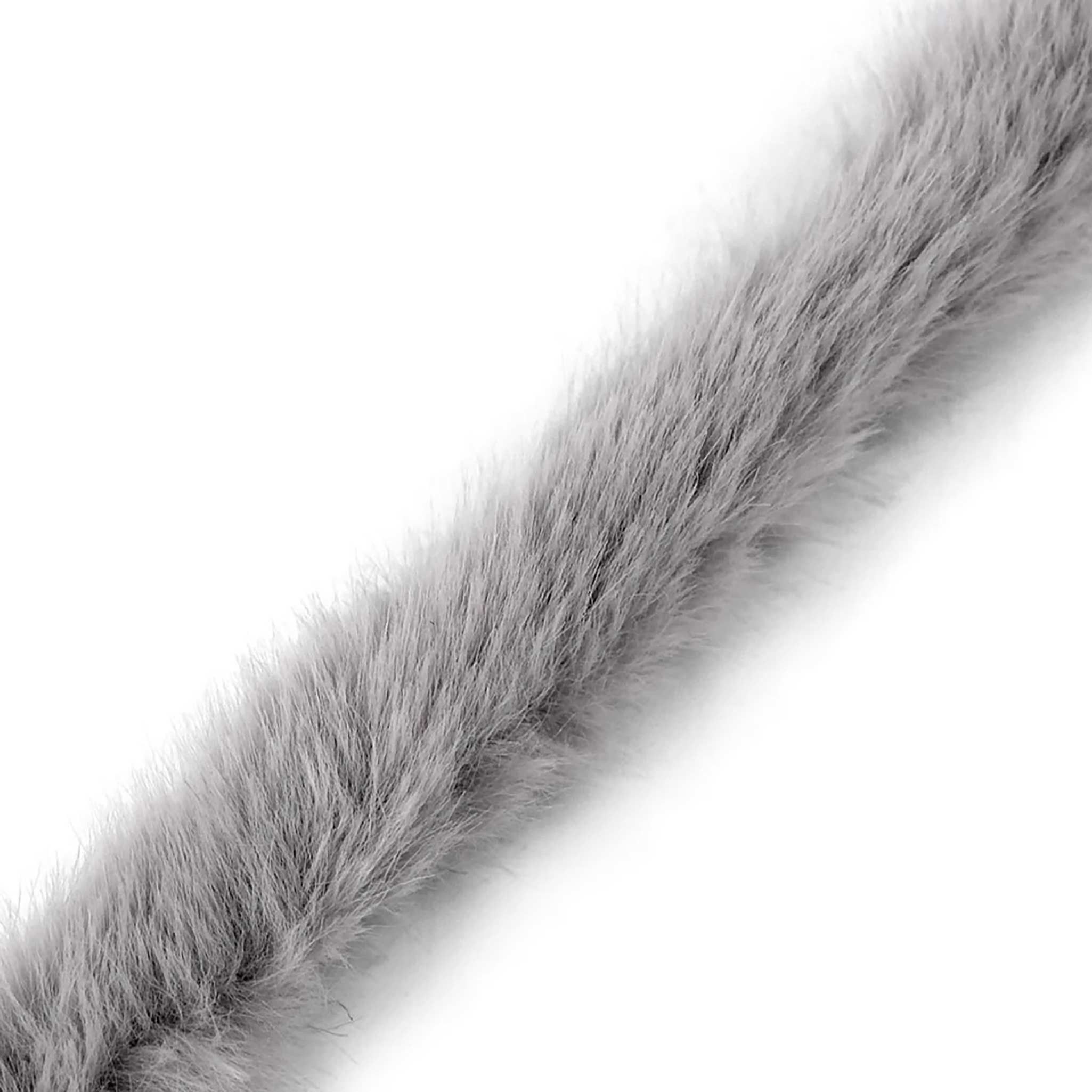 maDDma Webband Fellborte ab 1m x 2 cm Meterware Fellbesatz Kunstfell Fellstrang, hellgrau