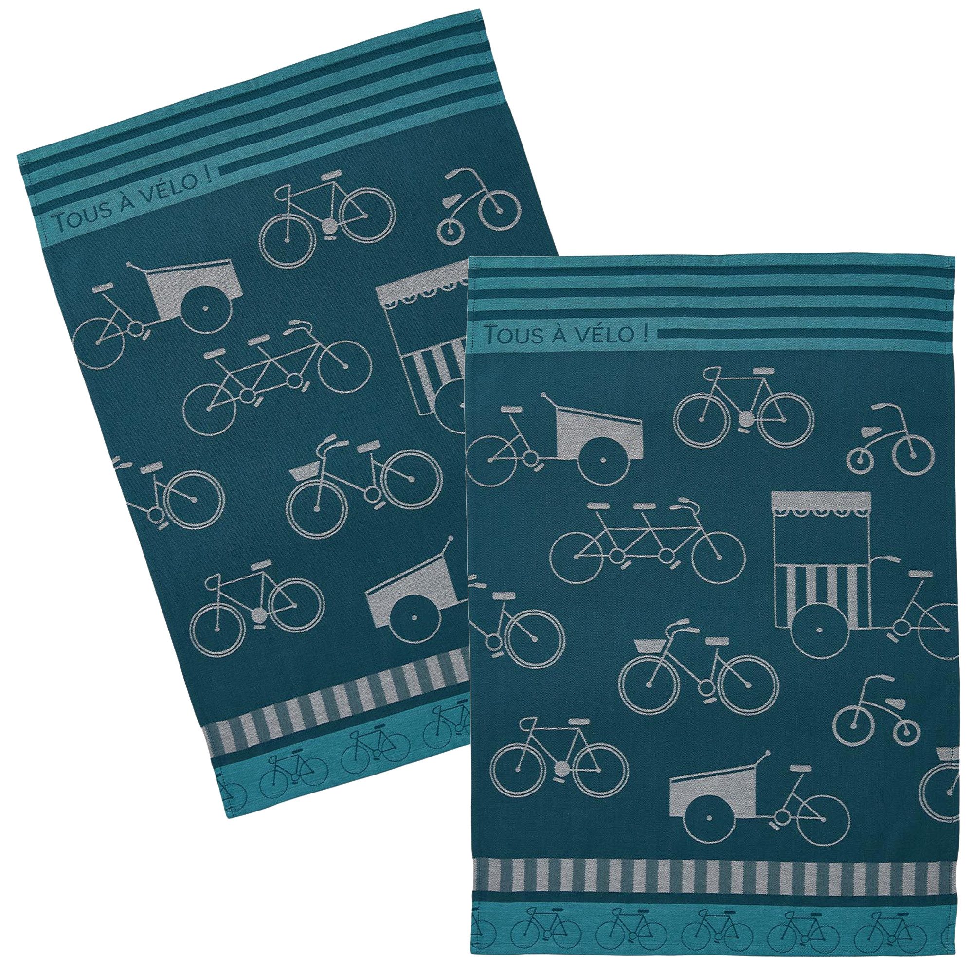 Coucke Geschirrtuch Tous a Velo, (2-tlg., 2-teilig), Küchentücher (2 Stück) ca.50x75cm Jacquard Baumwolle