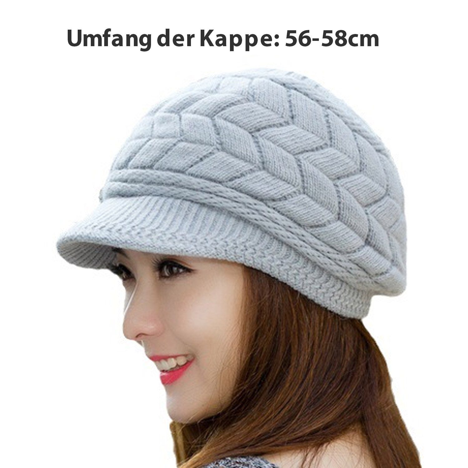 Damen Wintermütze Wolle Baskenmütze MAGICSHE Barett Warmer grau Mütze