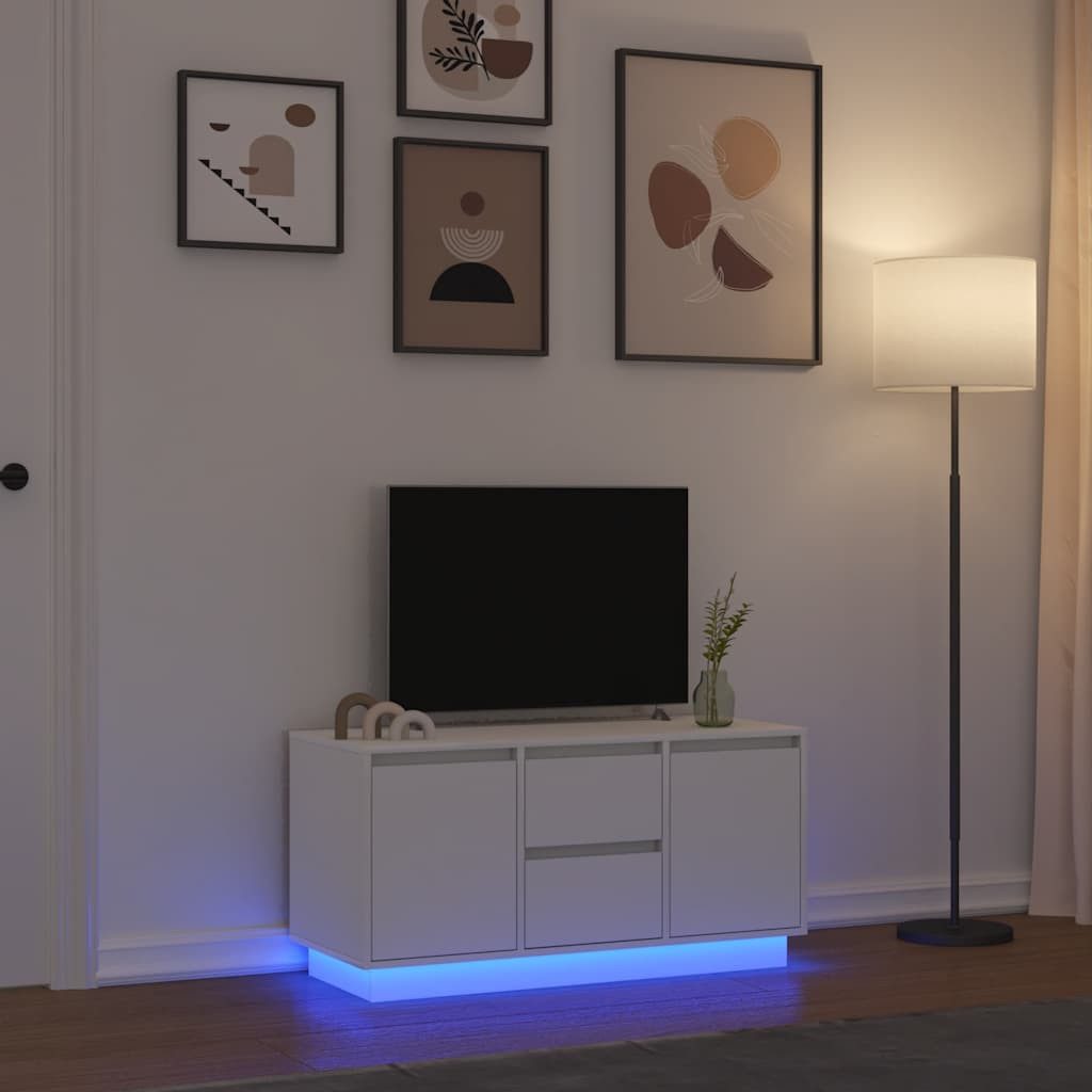 vidaXL Schrankmodule TV-Schrank mit LED-Leuchten Weiß 100x41x50 cm
