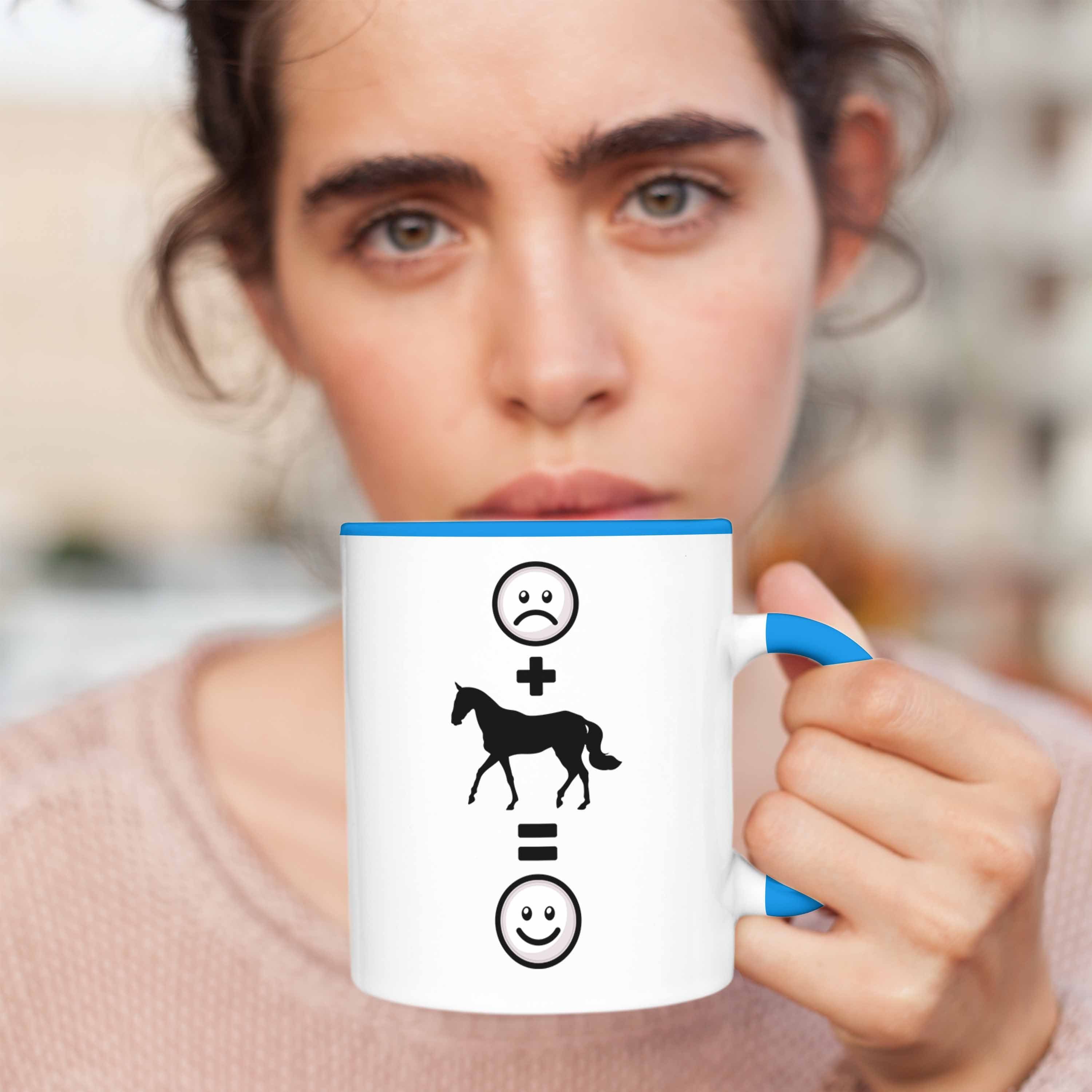 :(Pferd Reiterin Geschenk Tasse Reiten Trendation Blau Pferdeliebhaber Tasse für Pferde