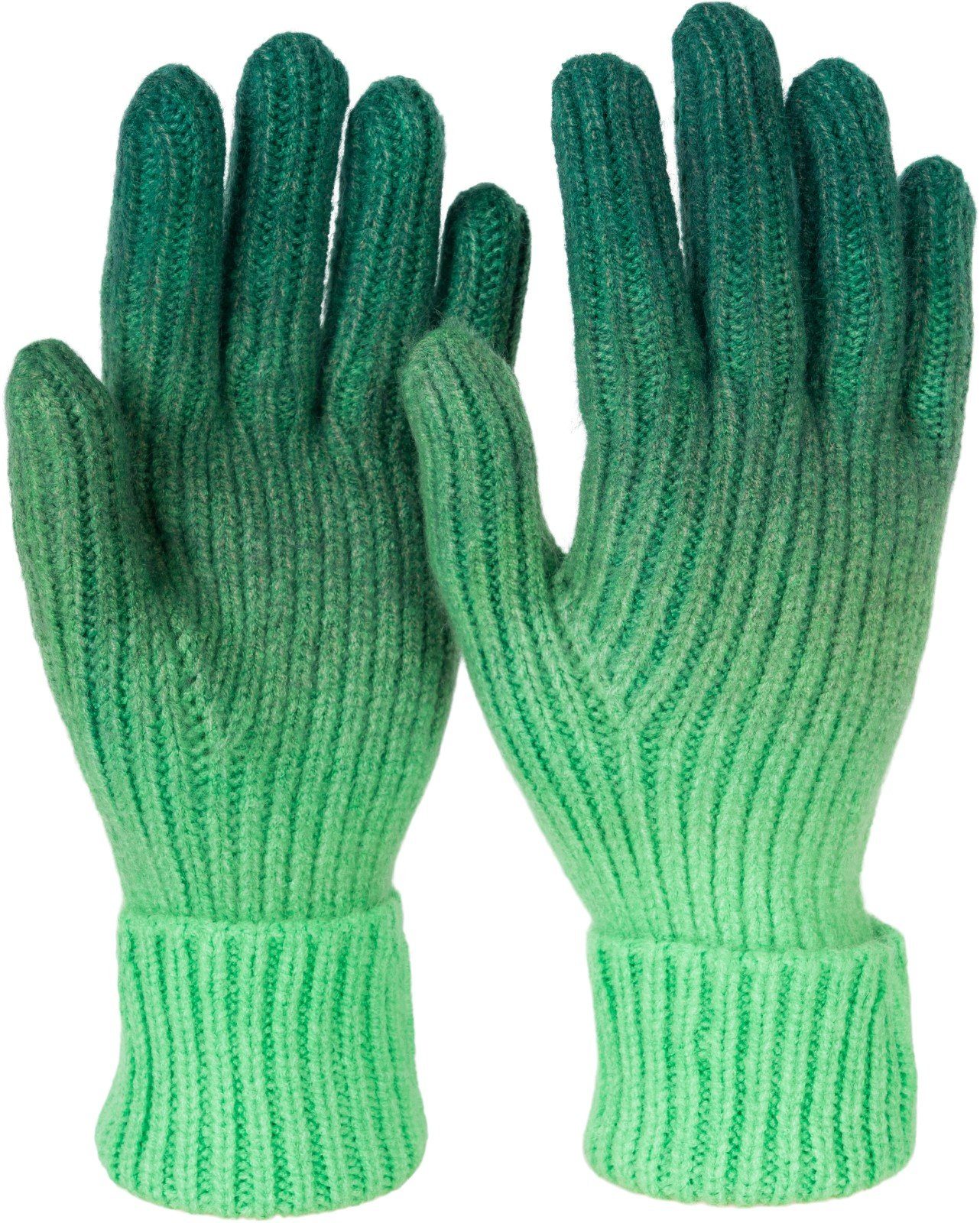 styleBREAKER Strickhandschuhe Strickhandschuhe Farbverlauf Muster Dunkelgrün-Grün