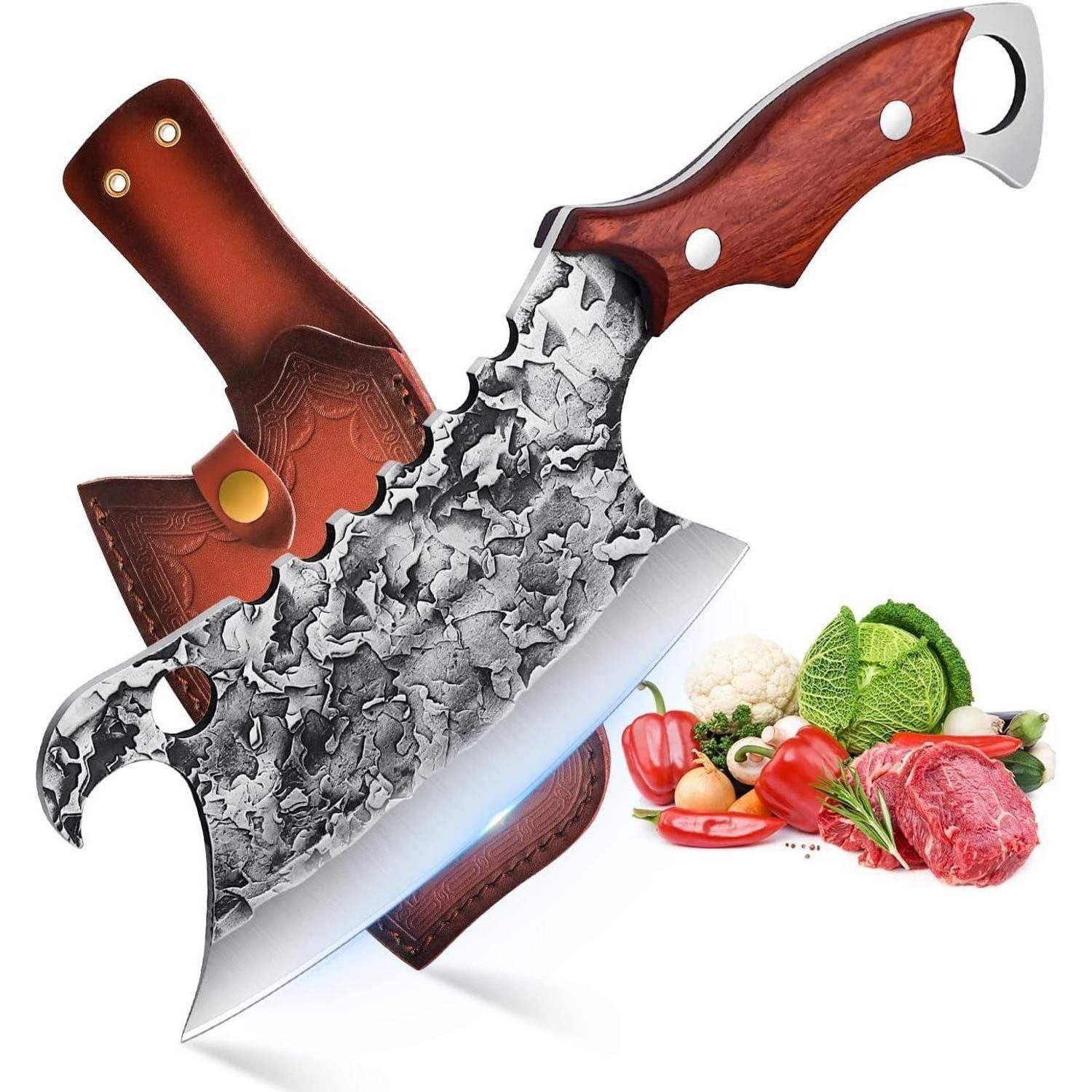 DRAGON RIOT Hackmesser Hackmesser mit Holzgriff, Küchenmesser Scharf Hackbeil