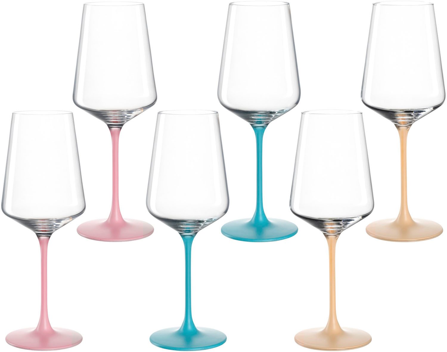 LEONARDO Weinglas Kelchglas BRERA, 400 ml, farbig sortiert, 6er-Set, Glas, spülmaschinengeeignet