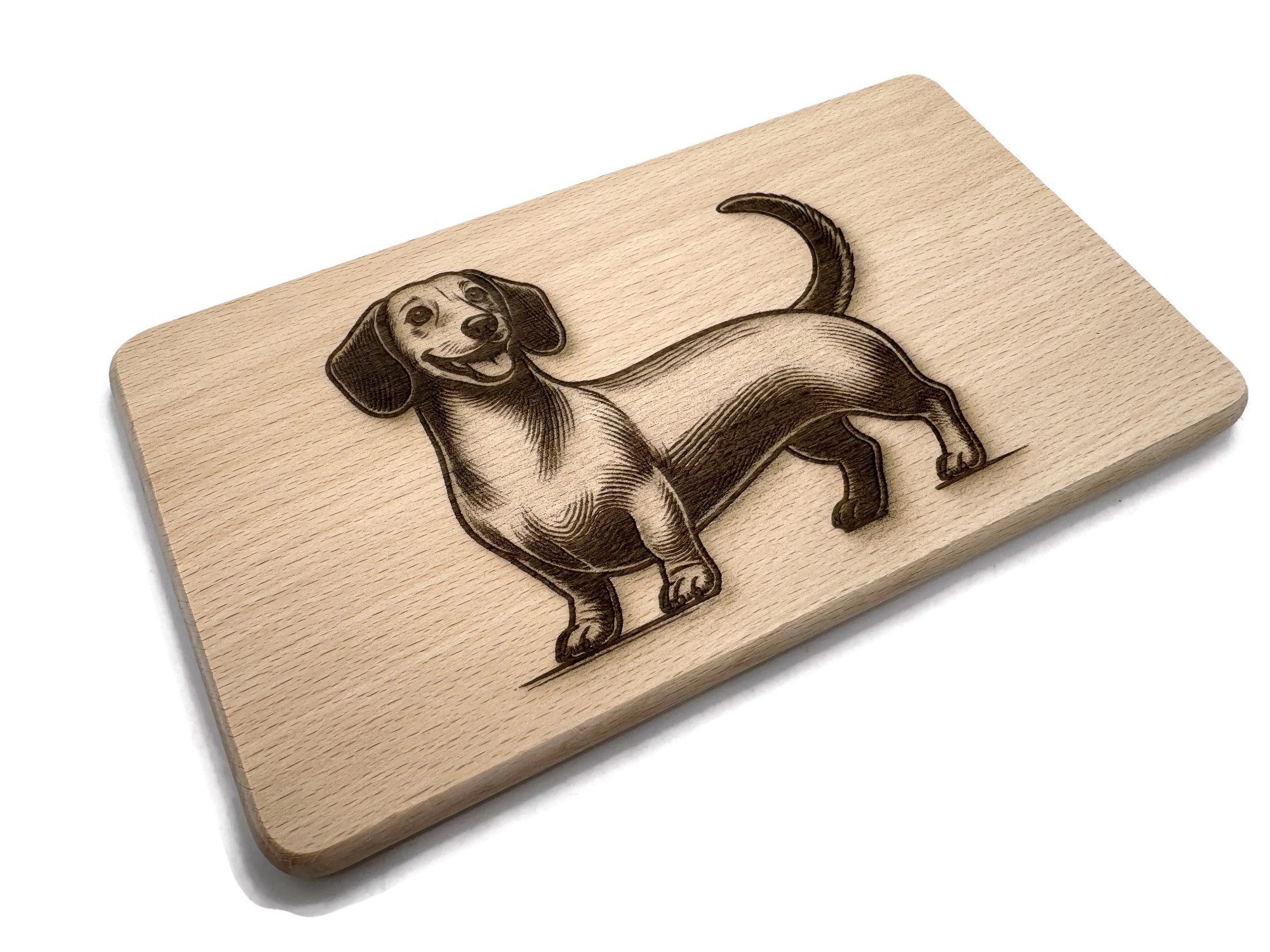 eXODA Frühstücksbrett eXODA Dackel Frühstücksbrettchen aus Buchenholz mit Dackel-Motiv, Holz, (1-St)