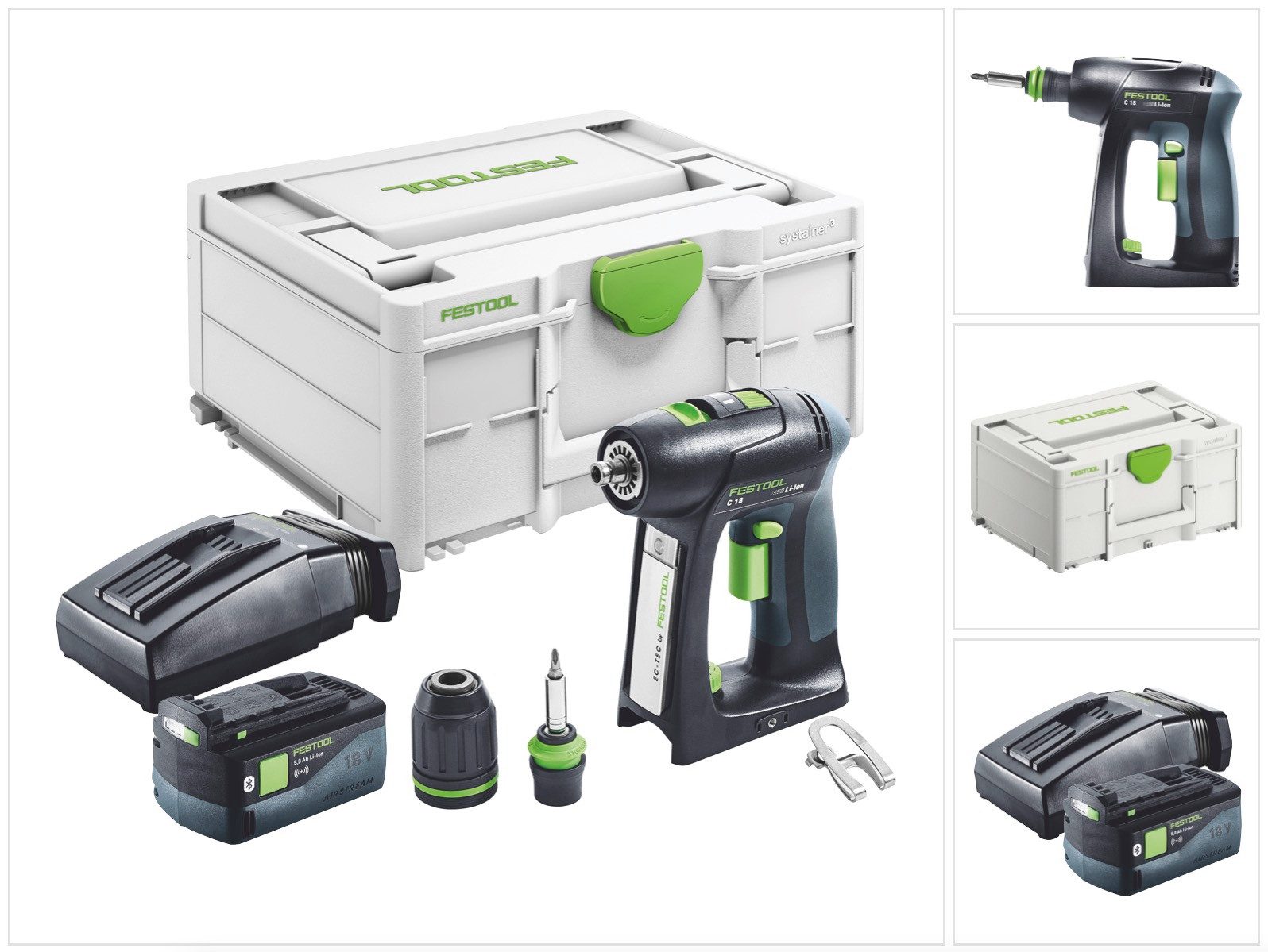 FESTOOL Akku-Schrauber C 18-Basic Akku Bohrschrauber 18 V 45 Nm Brushless + 1x Akku 5,0 Ah +