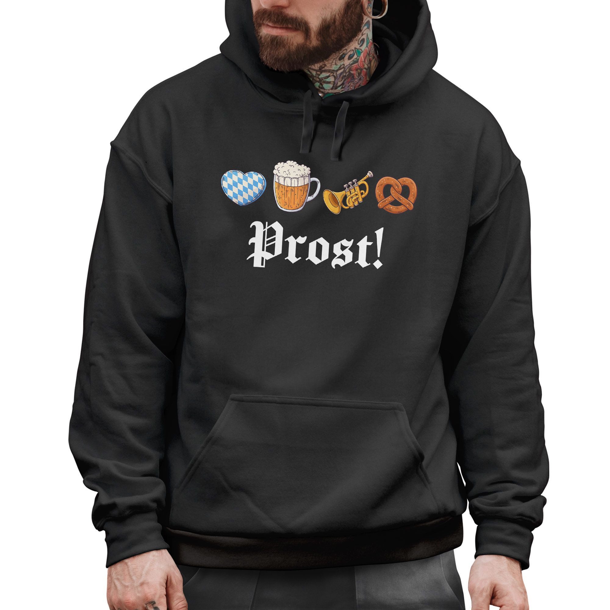MoonWorks Hoodie Hoodie Herren für das Oktoberfest Prost und Wiesn Symbole günstig online kaufen