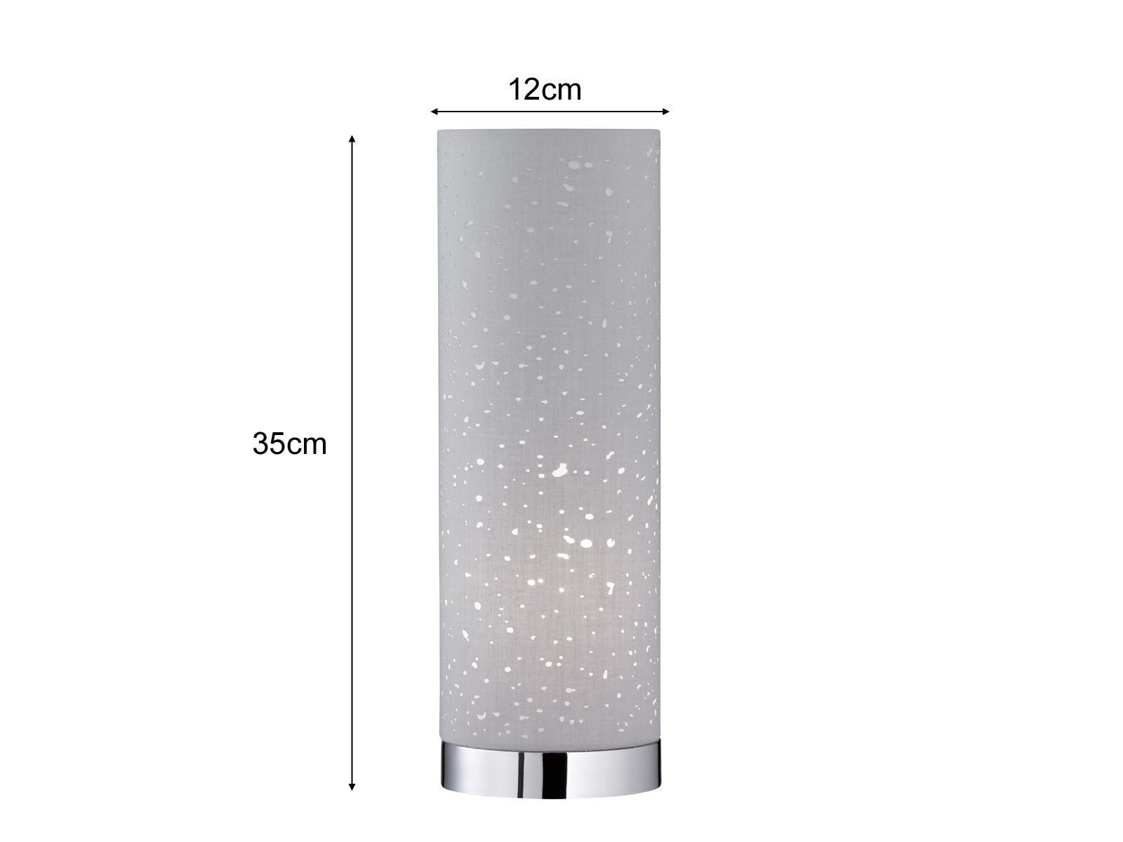 Warmweiß, Silber-Grau Stofflampe LED LED Dimmfunktion, dimmbar 35cm Lampenschirm meineWunschleuchte - Grau Tischleuchte, Design-Klassiker wechselbar, Zylinder