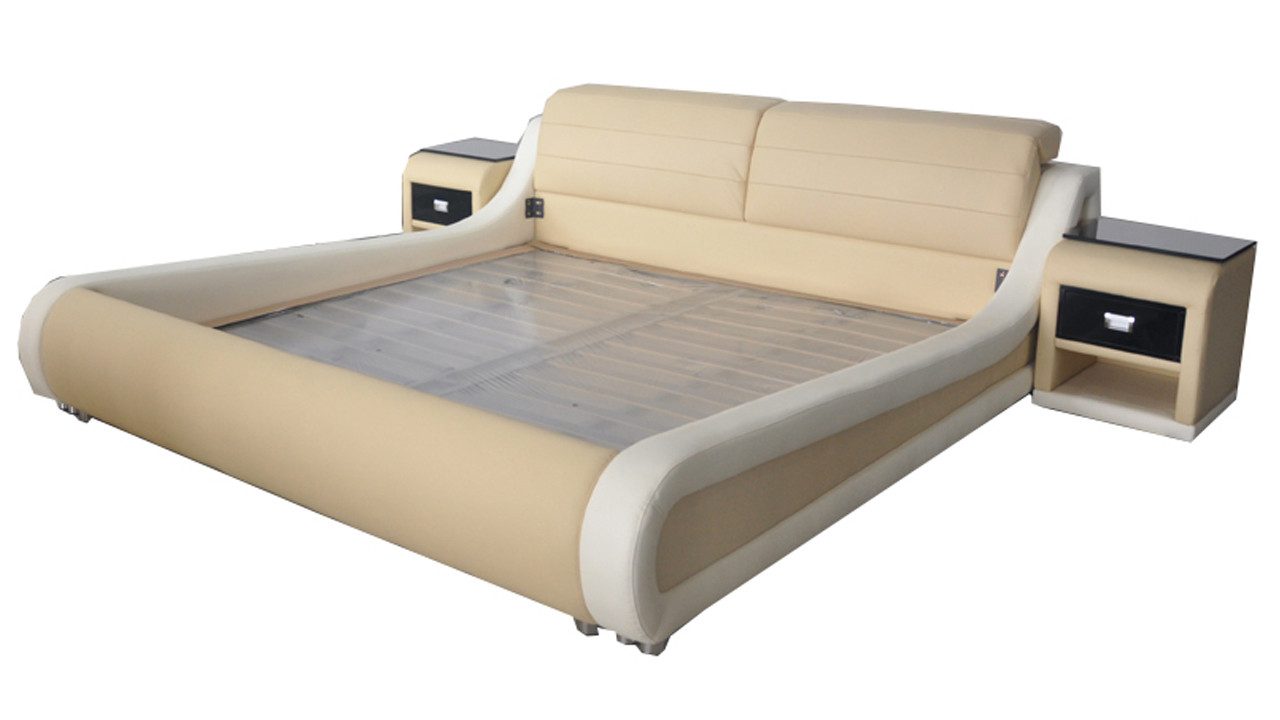 JVmoebel Polsterbett Luxus Lederbett mit USB-Anschlüssen im modernen Design (Bett), Made in Europa