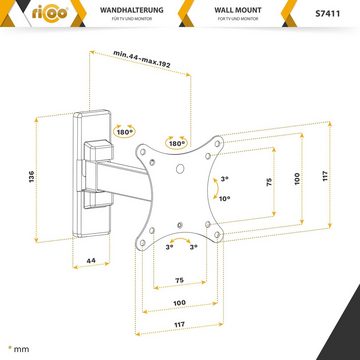 RICOO S7411 TV-Wandhalterung, (bis 27 Zoll, schwenkbar neigbar Monitor Wand Halterung universal VESA 100x100)