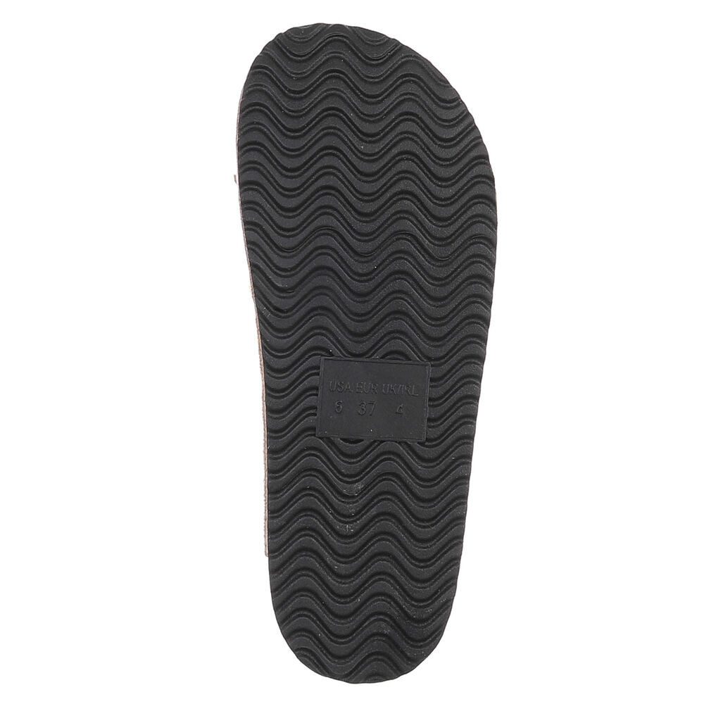 Ital-Design Damen Clog mit Fransen und Perlen, Schlupfschuh Pantolette (91742356) Flach Pantoletten in Grau