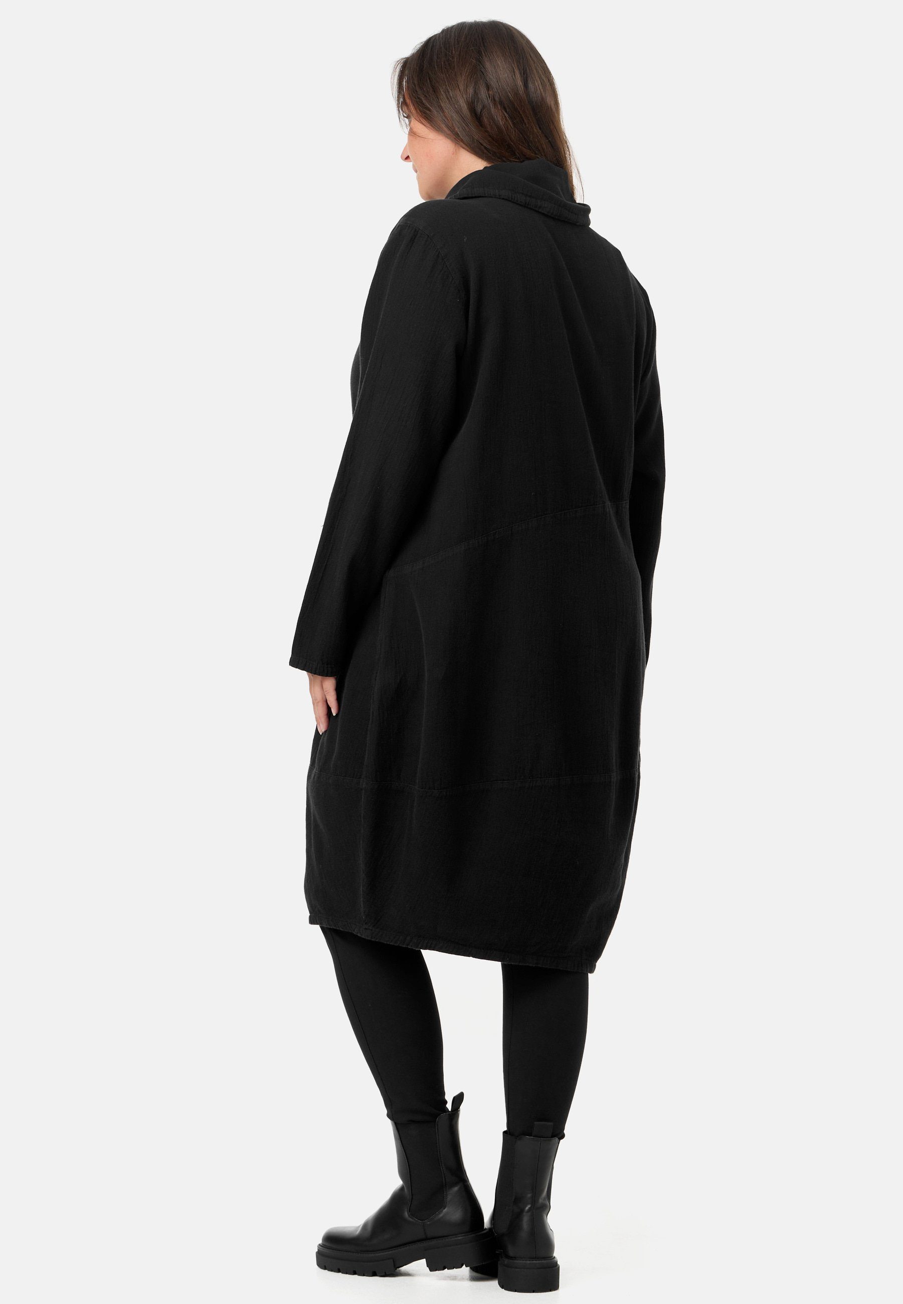 Kekoo A-Linien-Kleid A-Linie Babycord Cordstoff 100% 'Cordelia' Baumwolle Kleid Schwarz aus