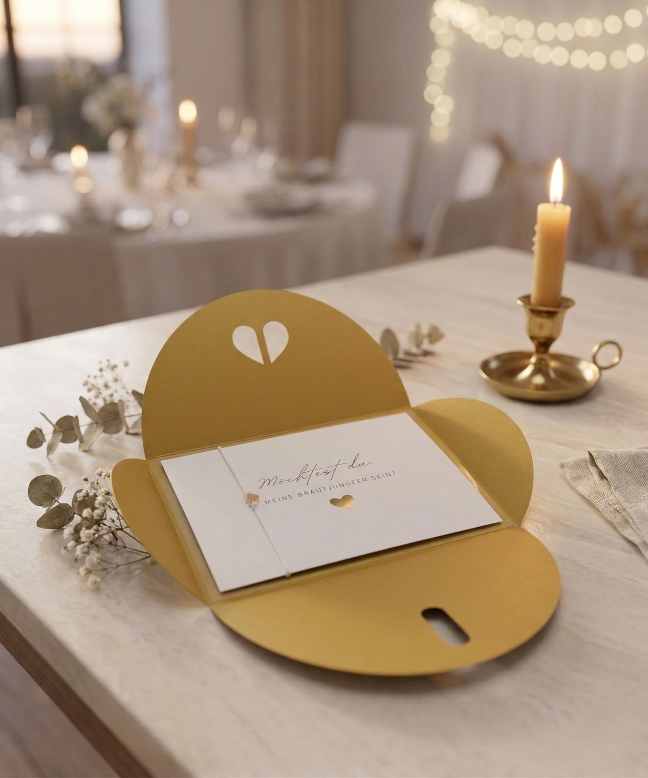 Briefzauber Hochzeitskarte Brautjungfer fragen - Karte mit Armband & Herzumschlag