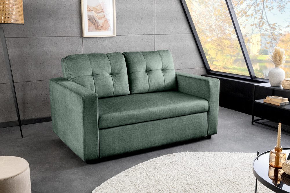 riess-ambiente Schlafsofa SMART 2-Sitzer moosgrün –Samt, ausziehbar, Nosagfederung, Veloursstoff, Einzelartikel 1 Teile, kompakte Ausziehcouch mit Polsterung – ideal für Gäste- oder Wohnraum