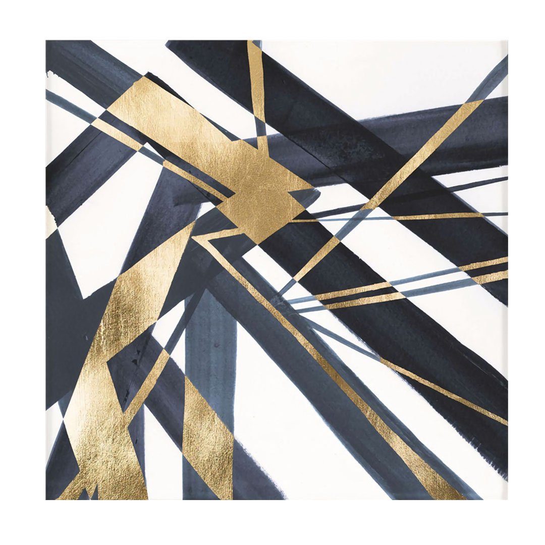 Goldfolie L.Ru Malkern, Moderne modernes goldener UG Farbblock Linien Wohnzimmerdekorationsgemäldebild abstraktes St), (2 Textur einfache Kunstdruck