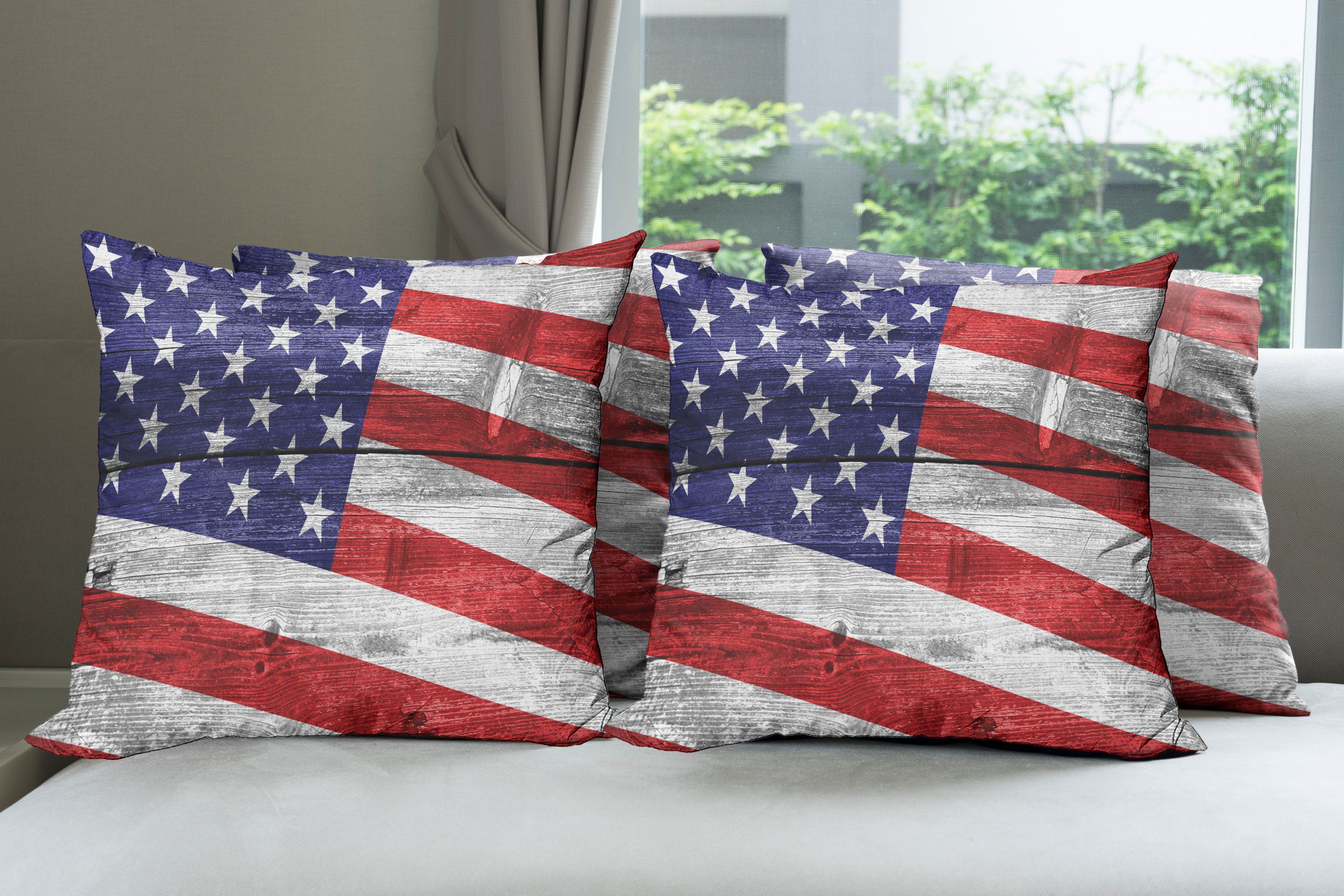 (4 Doppelseitiger Digitaldruck, Day Stück), Kissenbezüge Patriotic Abakuhaus Accent America Modern Patriotisch