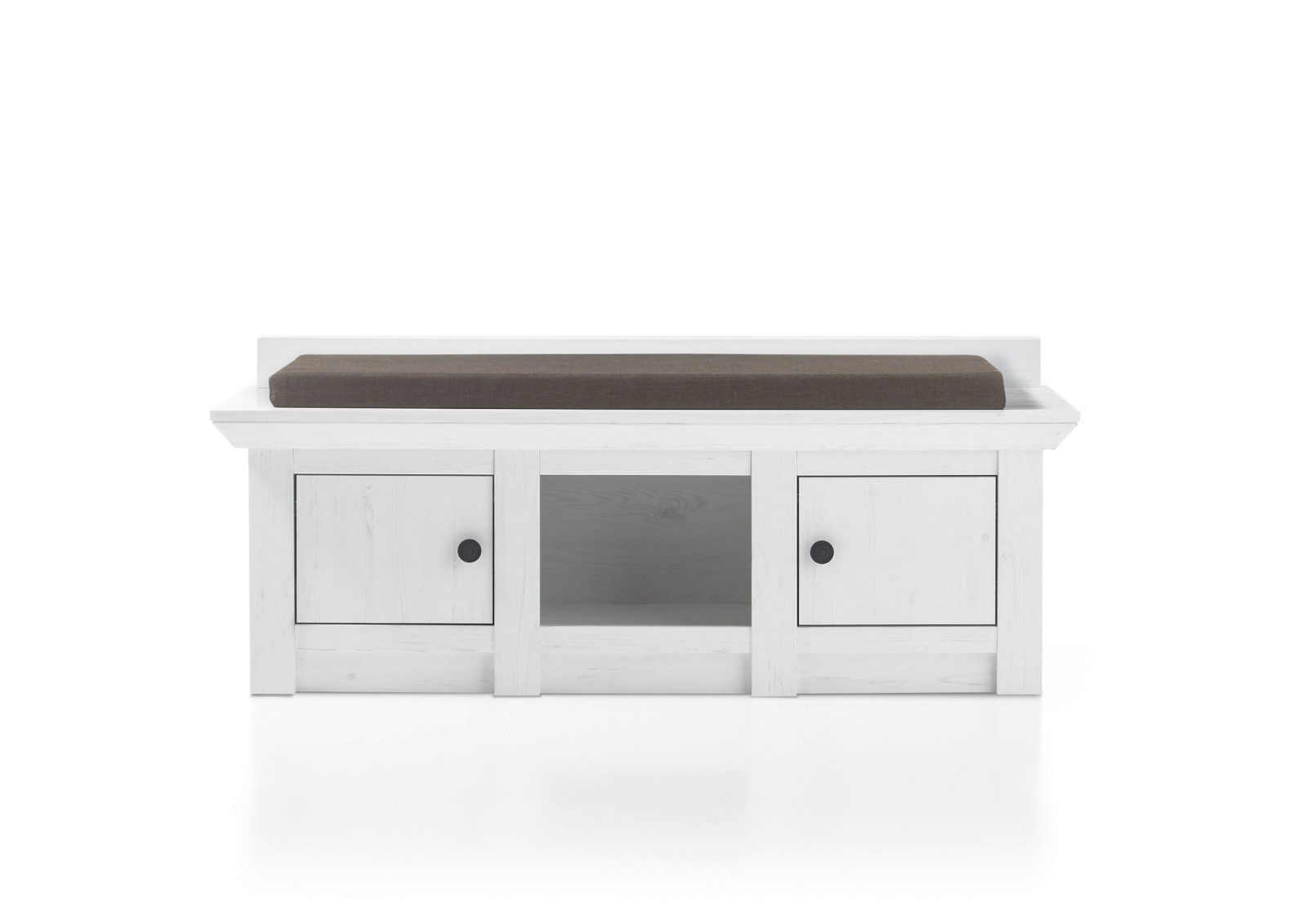 Furn.Design Bank Hooge (Garderobenbank in Pinie weiß Dekor Landhaus, 124 x 42 cm), mit Stauraum