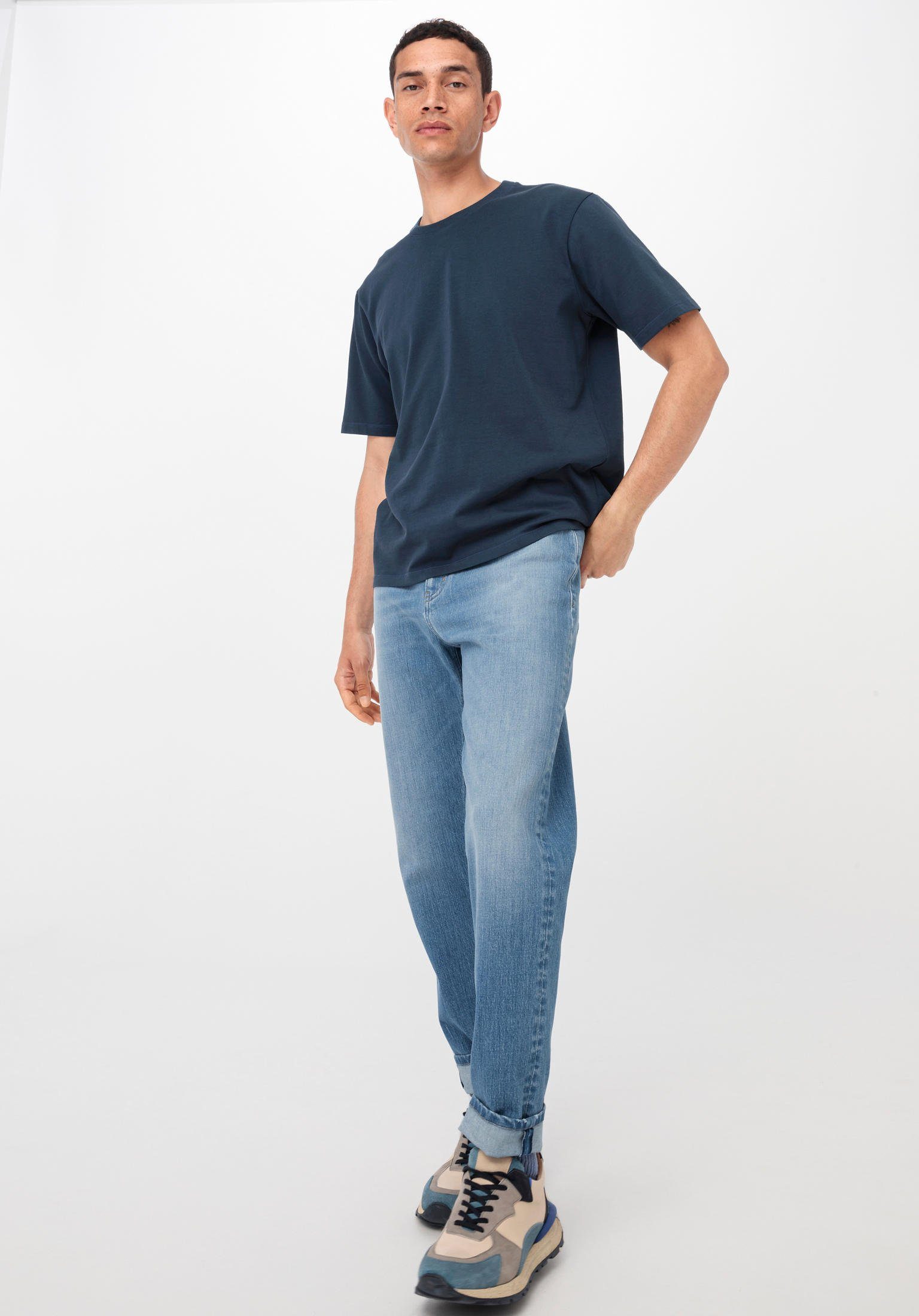 Bio-Baumwolle Hessnatur Relaxed aus tiefseeblau reiner T-Shirt