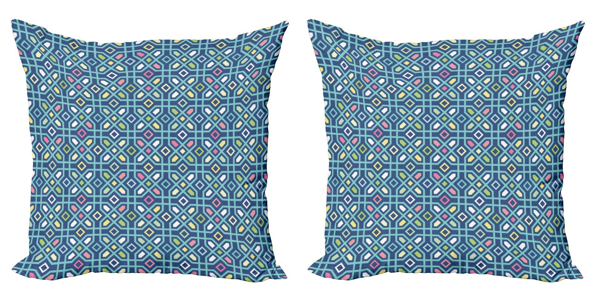 Kissenbezüge Modern Accent Doppelseitiger Digitaldruck, Abakuhaus (2 Stück), Abstrakt Tribal-Mosaik-Fliesen