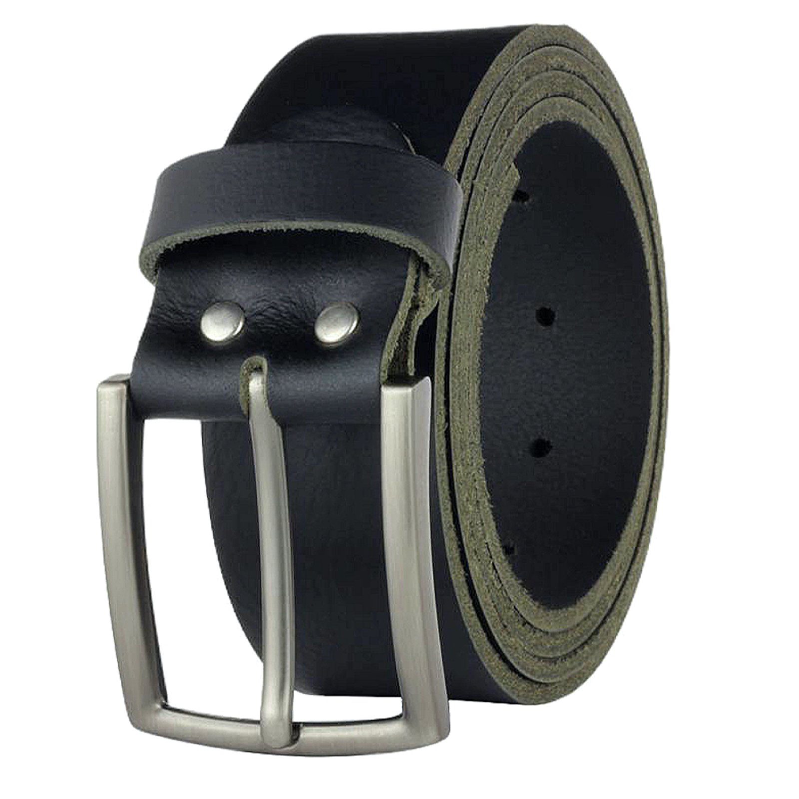 Manza Ledergürtel Gürtel Ledergürtel Schwarz 4cm breit Vollleder Jeansgürtel Unisex Kürzbar