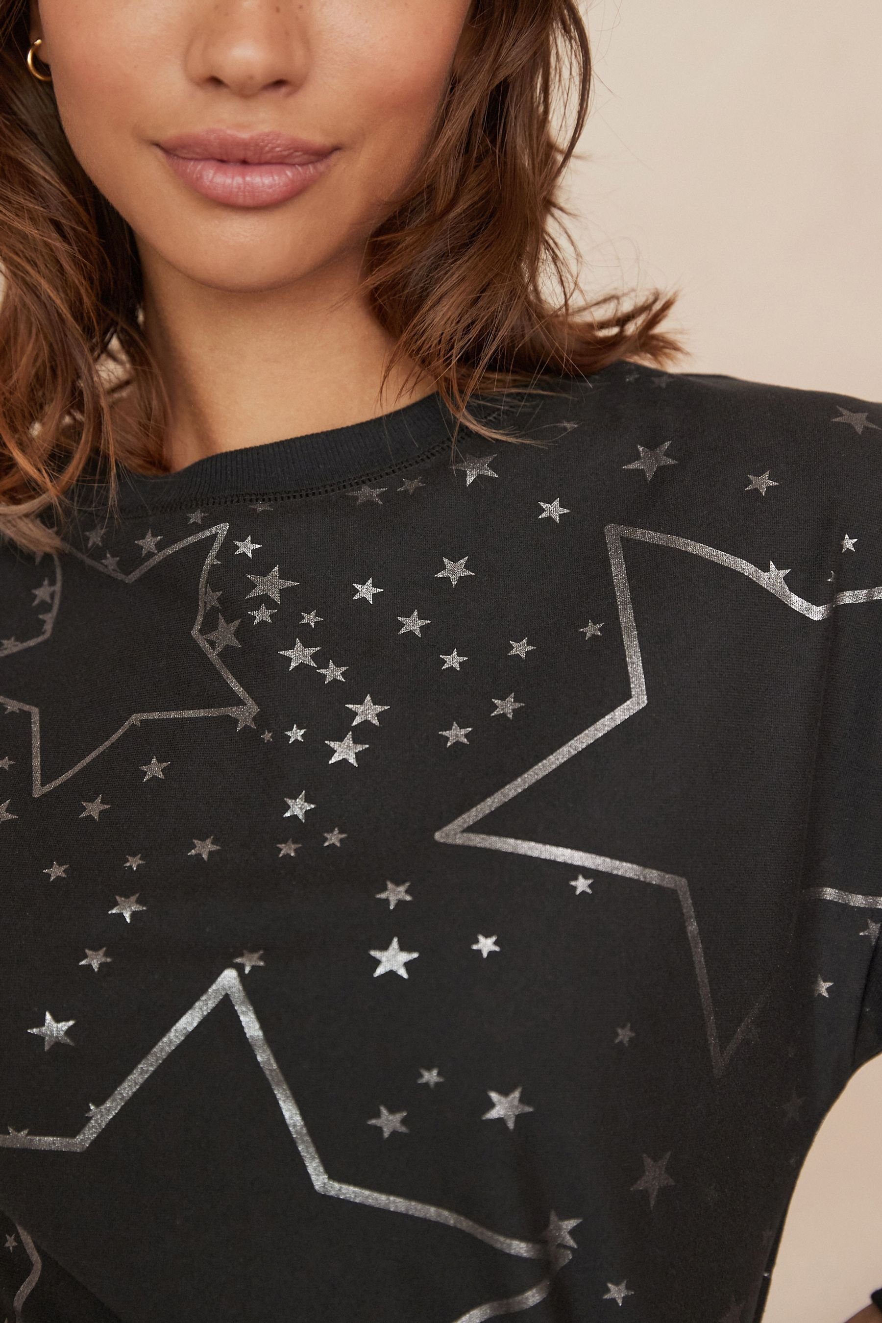 Charcoal Star superweicher tlg) Pyjama Next Foil Pyjama (2 und Bequemer