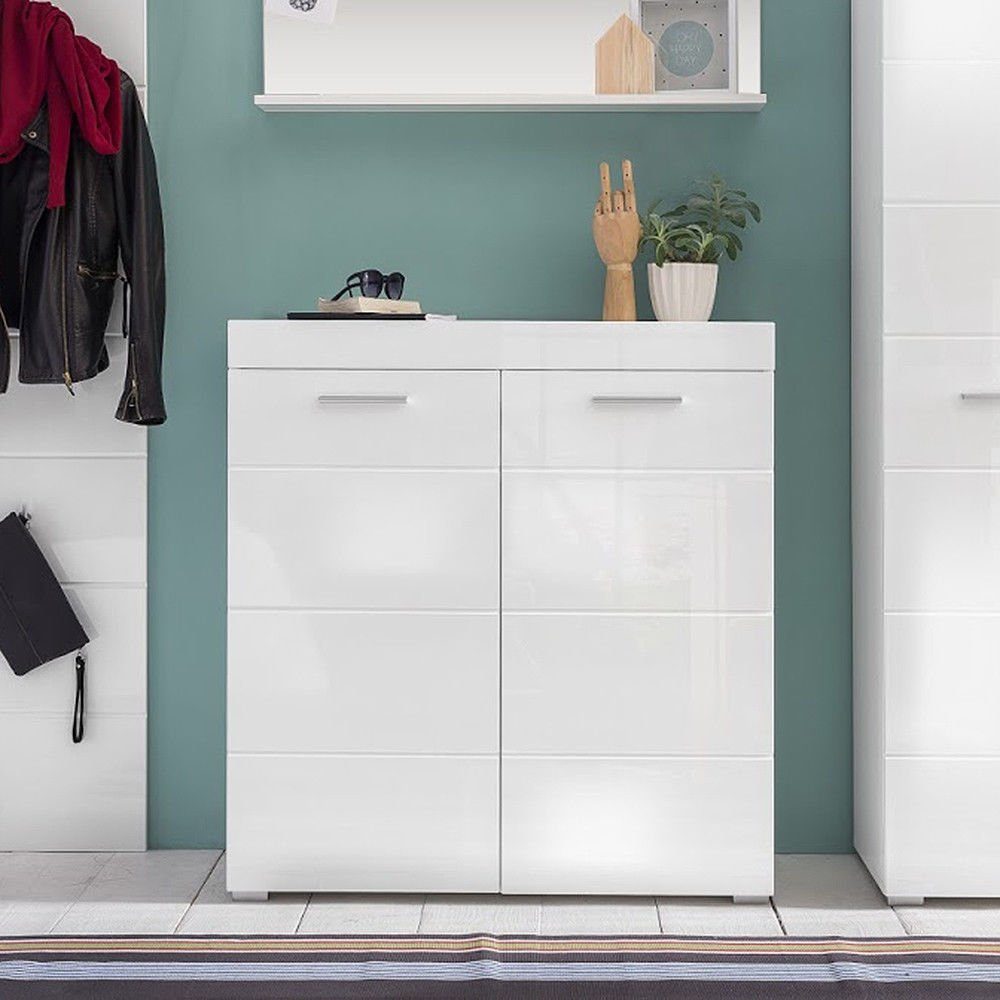 trendteam Schuhschrank AmandaGarderobe Garderobenschrank Kommode Schuhregal Mehrzweckschrank Weiß 91x97x38cm