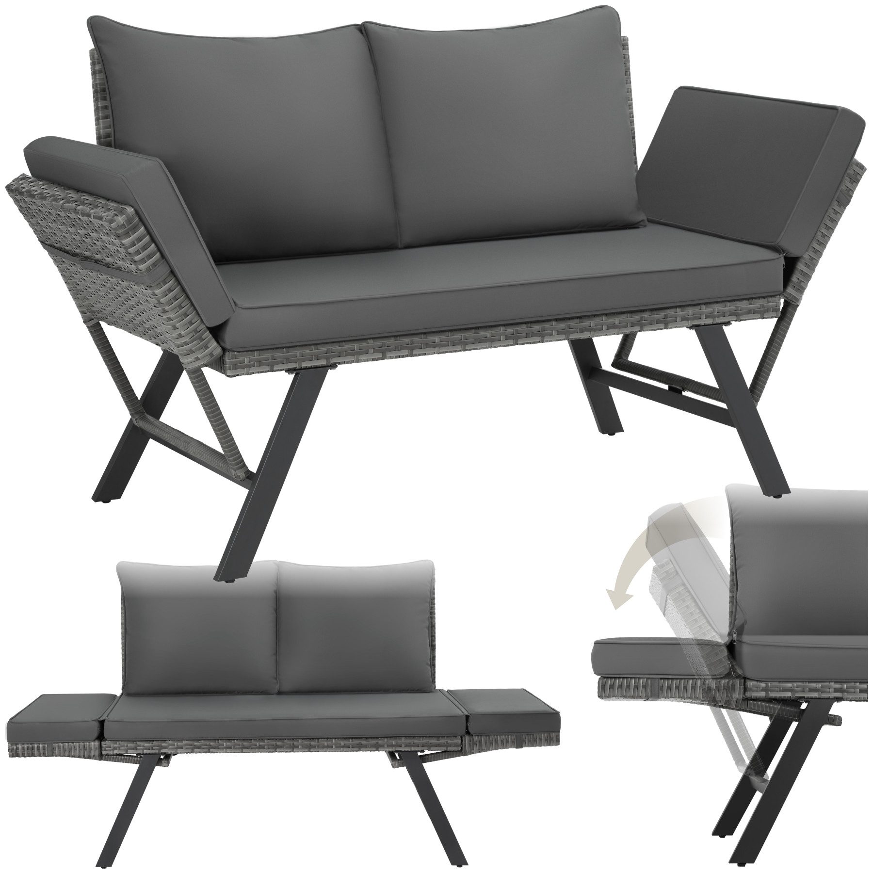 tectake Loungeset Rattan-Loungesofa, (Set., 1-tlg), Hochwertiges günstig online kaufen