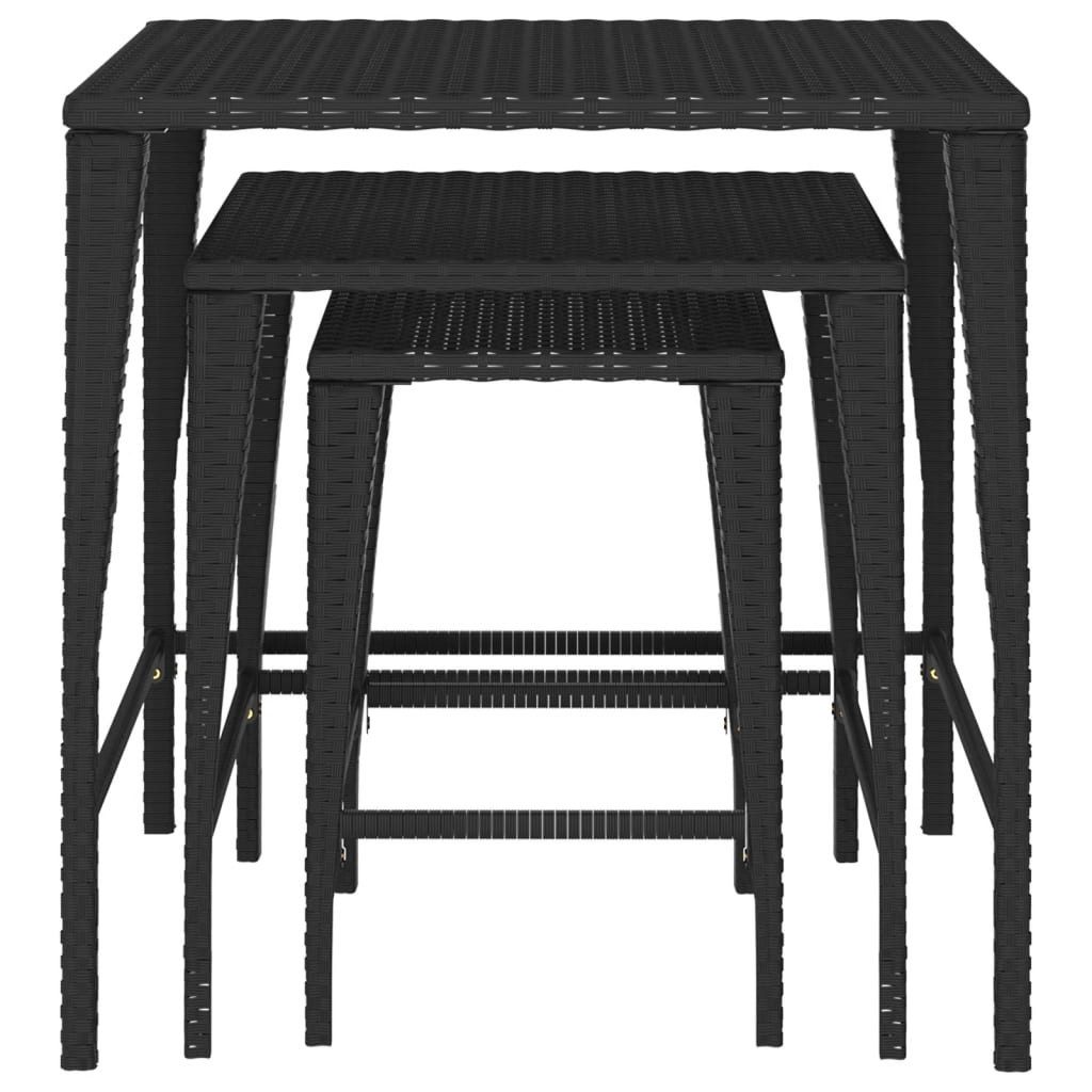 vidaXL Gartentisch Garten-Satztische 3 Stk. Schwarz günstig online kaufen