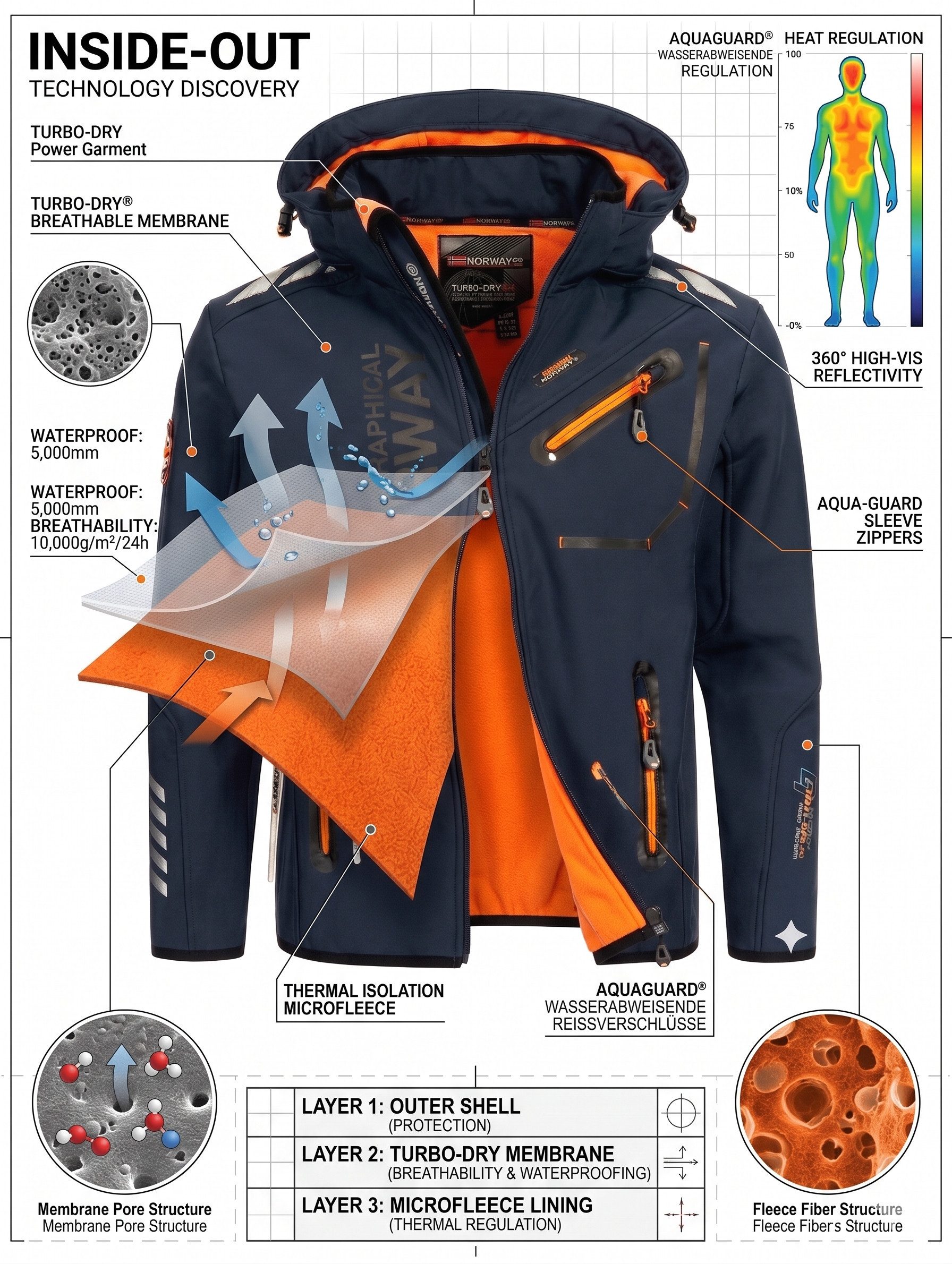 Geographical Norway Softshelljacke Herren Herbst Winter Jacke Softshell Outdoor Übergangsjacke (Packung, 1-St) Mit Kaputze S Bis 7XL