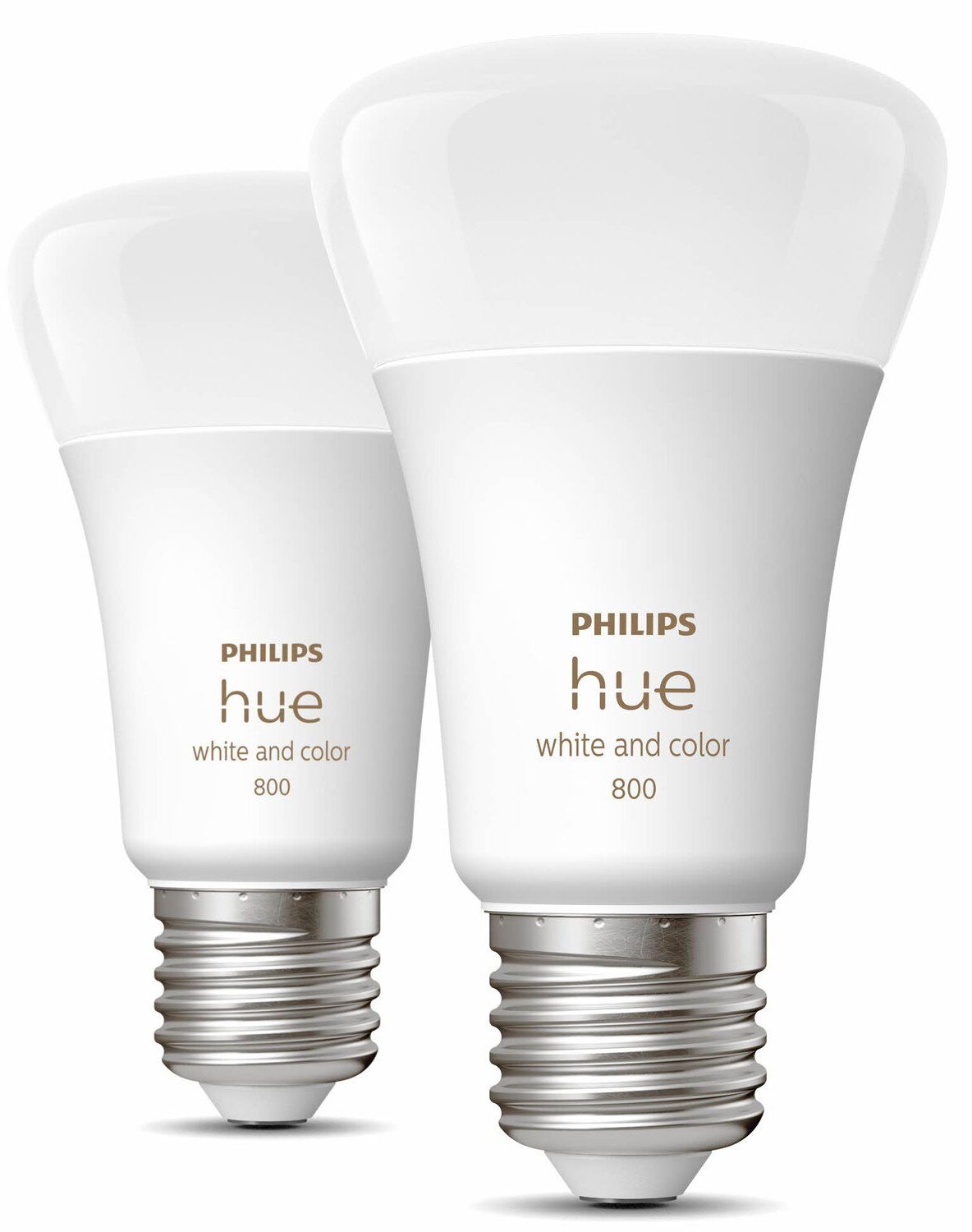 Philips Hue LED-Leuchtmittel White & Col. Amb. E27 Doppelpack 2x570lm 60W!, E27, 2 St., Farbwechsler, Warmweiß