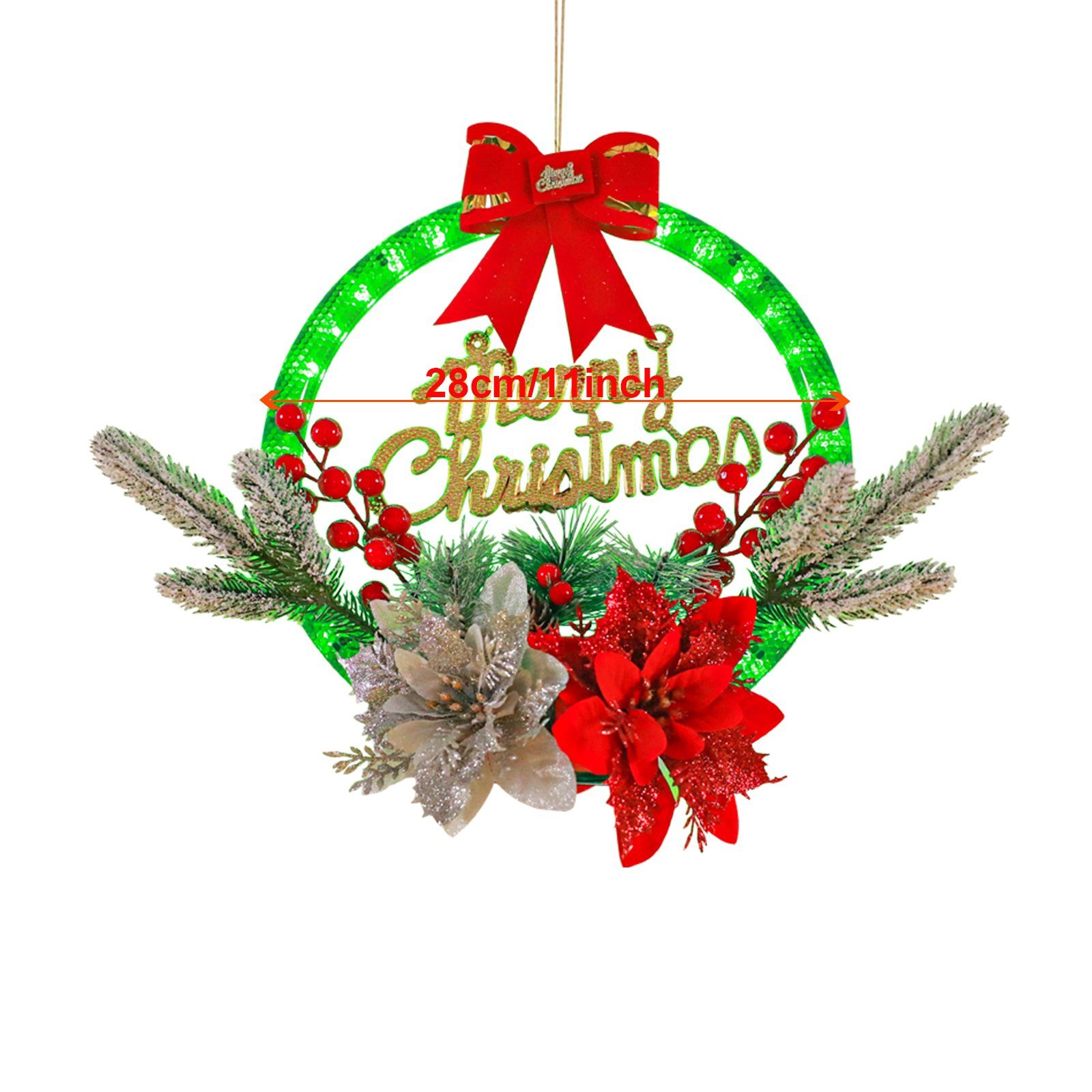 Sunicol LED Dekolicht 28cm Weihnachtskranz mit LED Türkranz, Batterien Nach günstig online kaufen