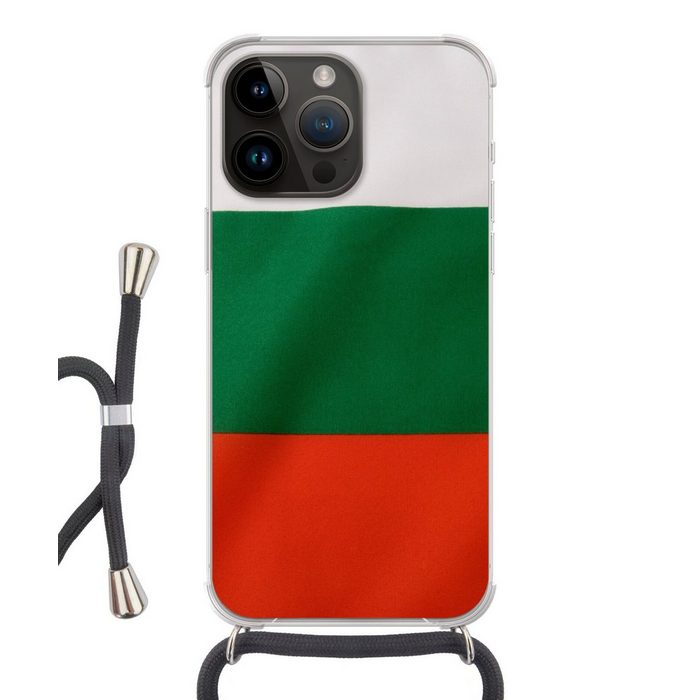MuchoWow Handyhülle Nahaufnahme der Flagge von Bulgarien Handyhülle Telefonhülle Apple iPhone 14 Pro