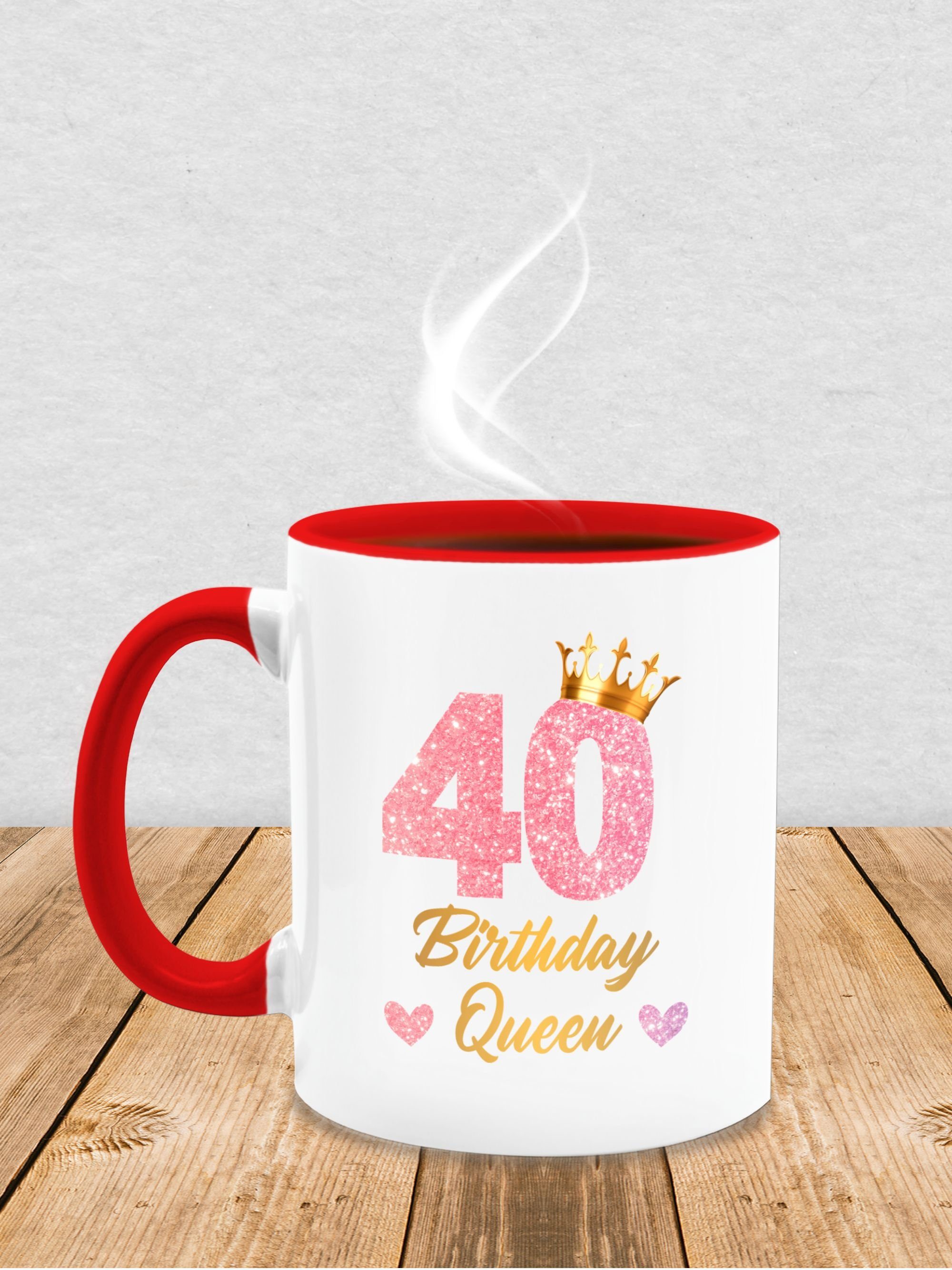 Rot Tasse Shirtracer Geburtstags Keramik, Geburtstagsgeschenk Geburtstag 40, Königin 40 40. Birthday 3 Tasse Queen