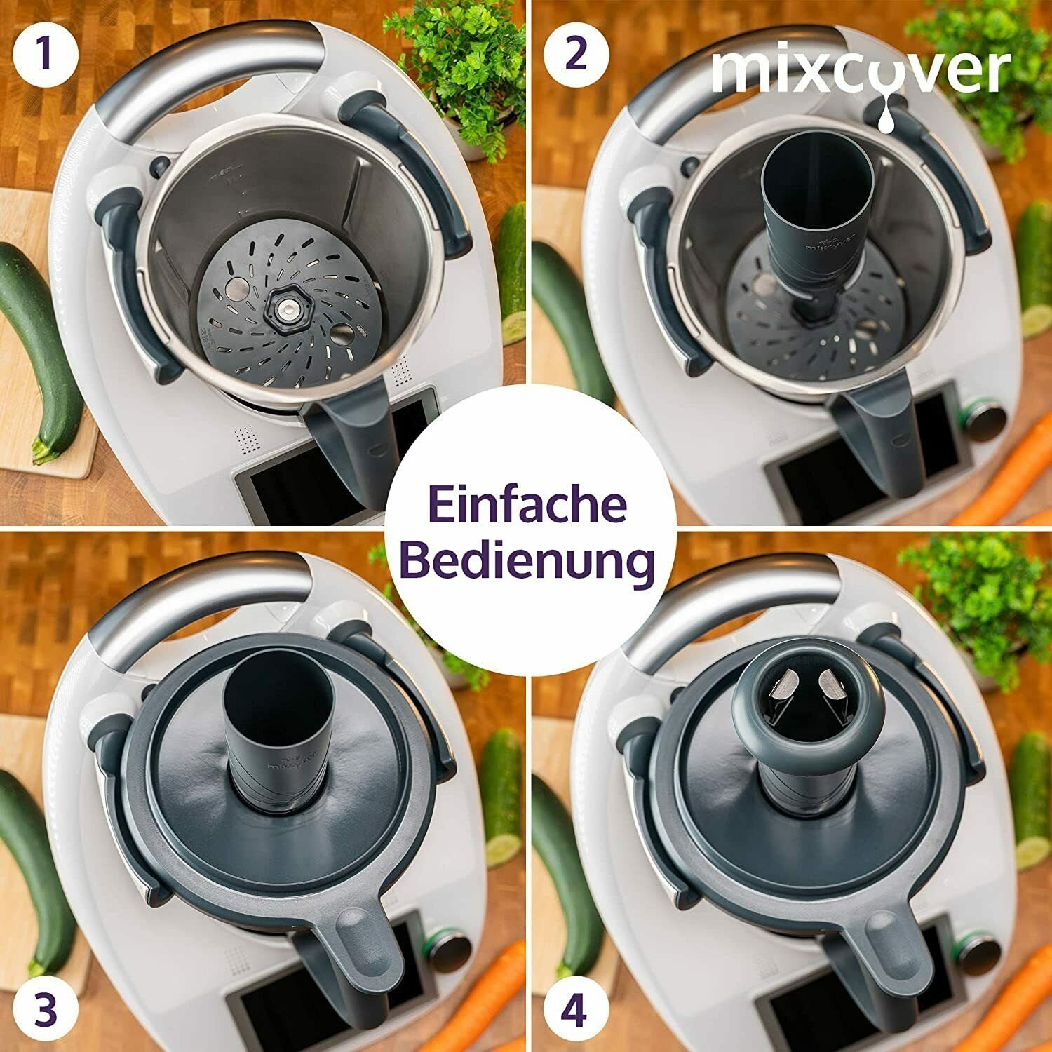 TM6 Thermomix kompatibel Küchenmaschinen-Adapter TM5 mit Mixcover mixcover Gemüsenudeln schneiden Spiralschneider