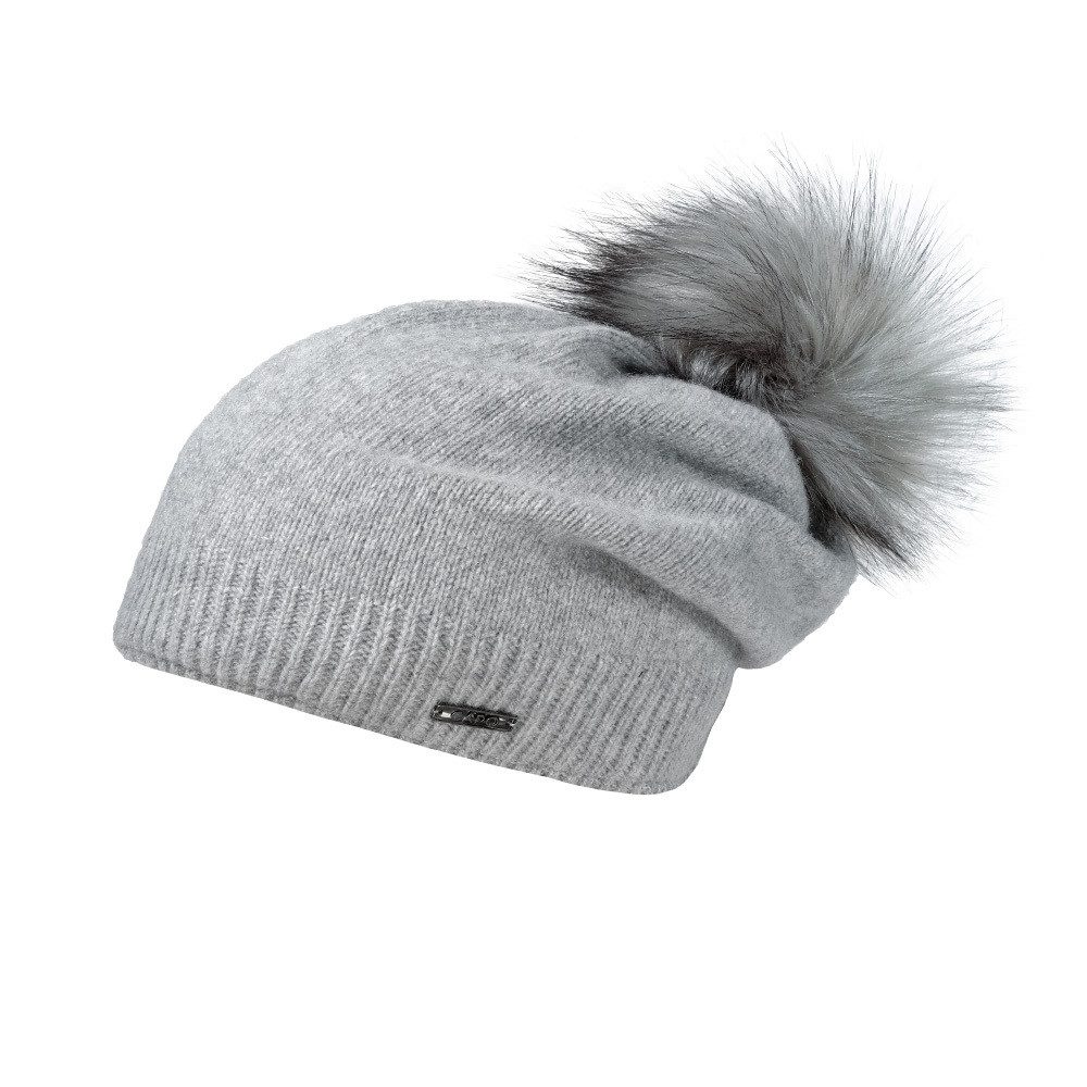 CAPO Strickmütze Strickmütze, Kaschmir Kunstfellpompon, Fleecestreifen günstig online kaufen