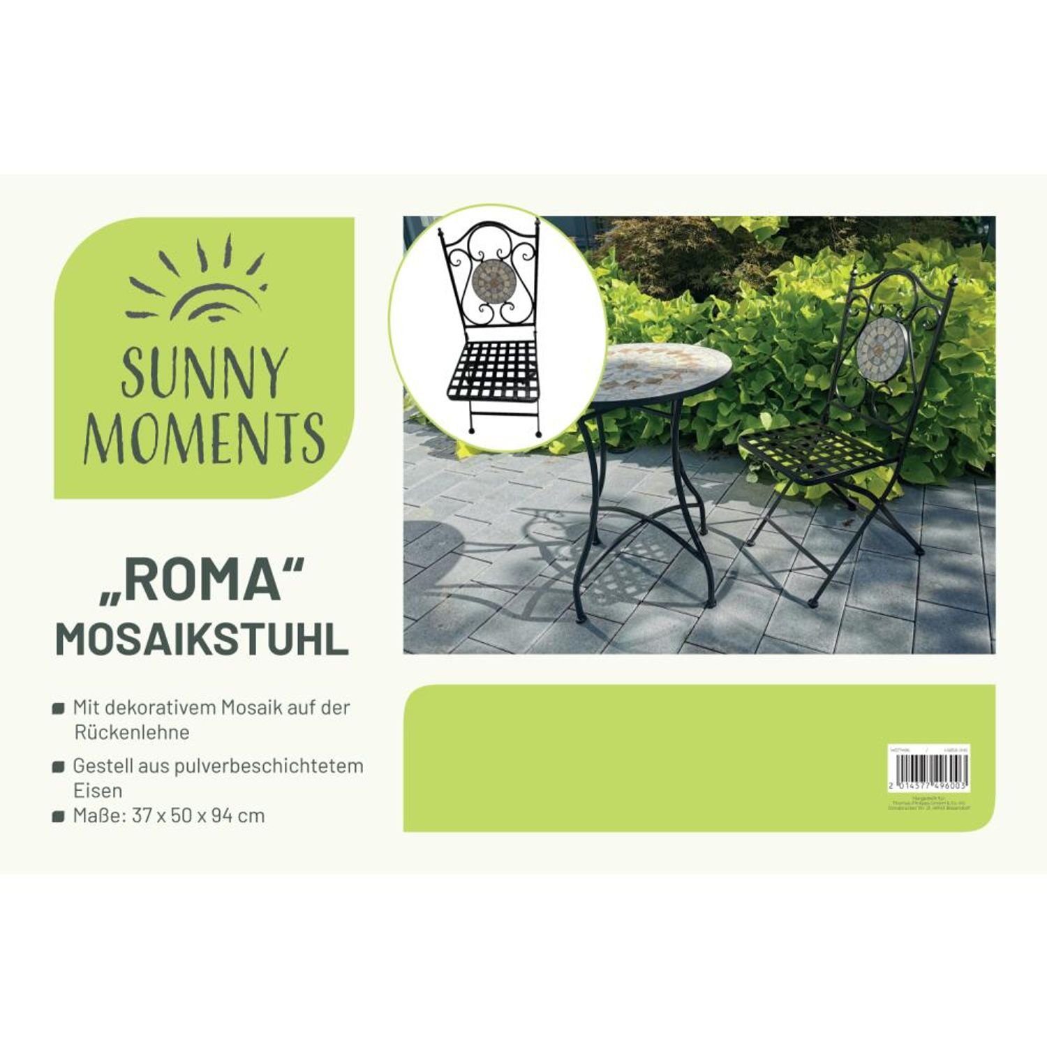BURI Stuhl Sitz Mosaikstuhl Outdoor Roma Garten Terrassen Hochlehner Sessel Eisen