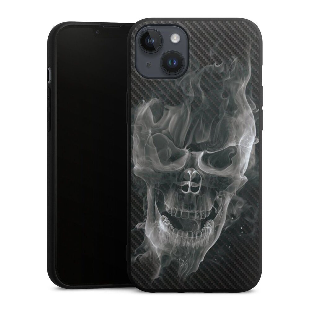 Handyhülle Totenkopf Schädel Carbon Smoke Skull Carbon