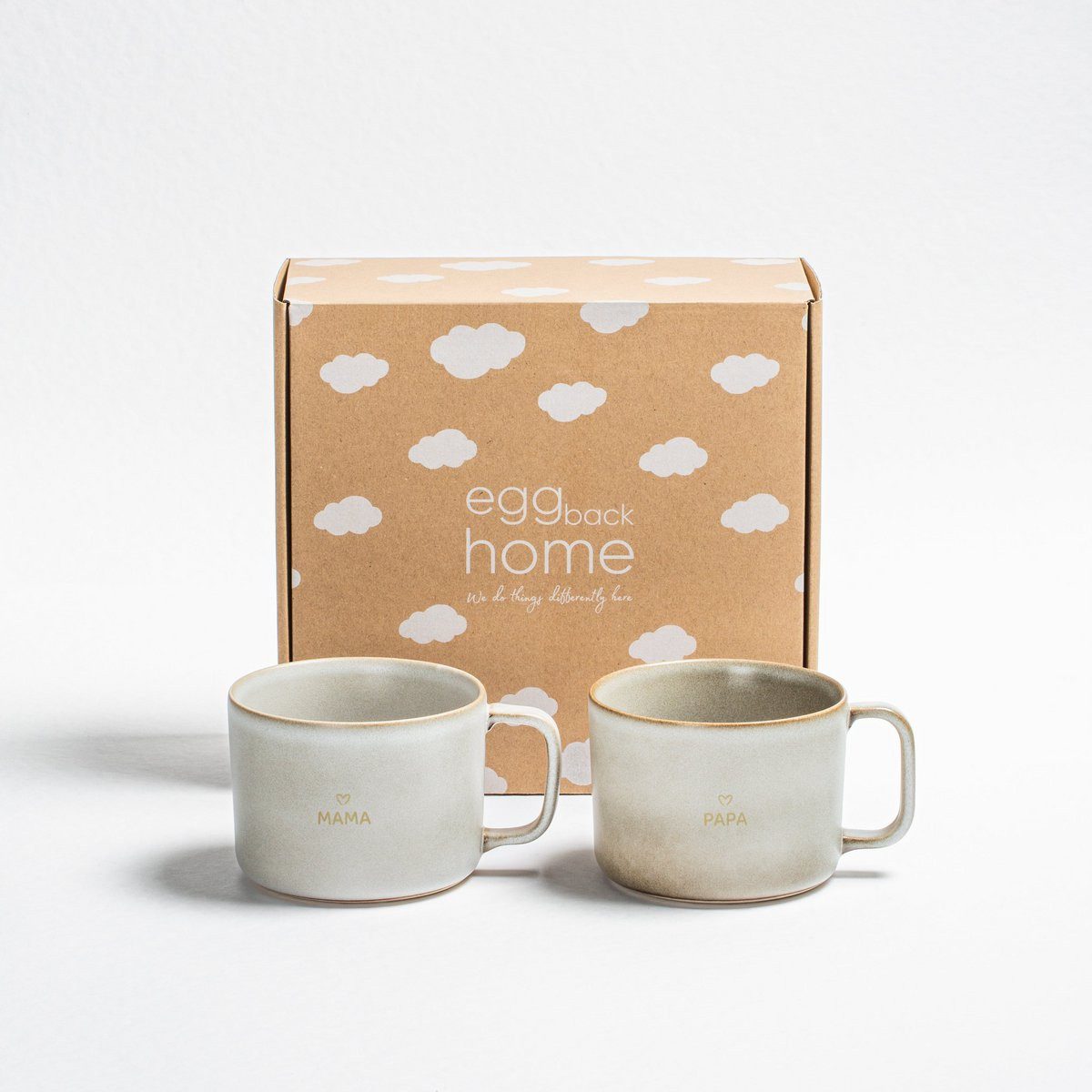 egg back home Tasse Mama & Papa Collection Tasse Чашки 2er Set Geschenk Sandsturm 450 ml