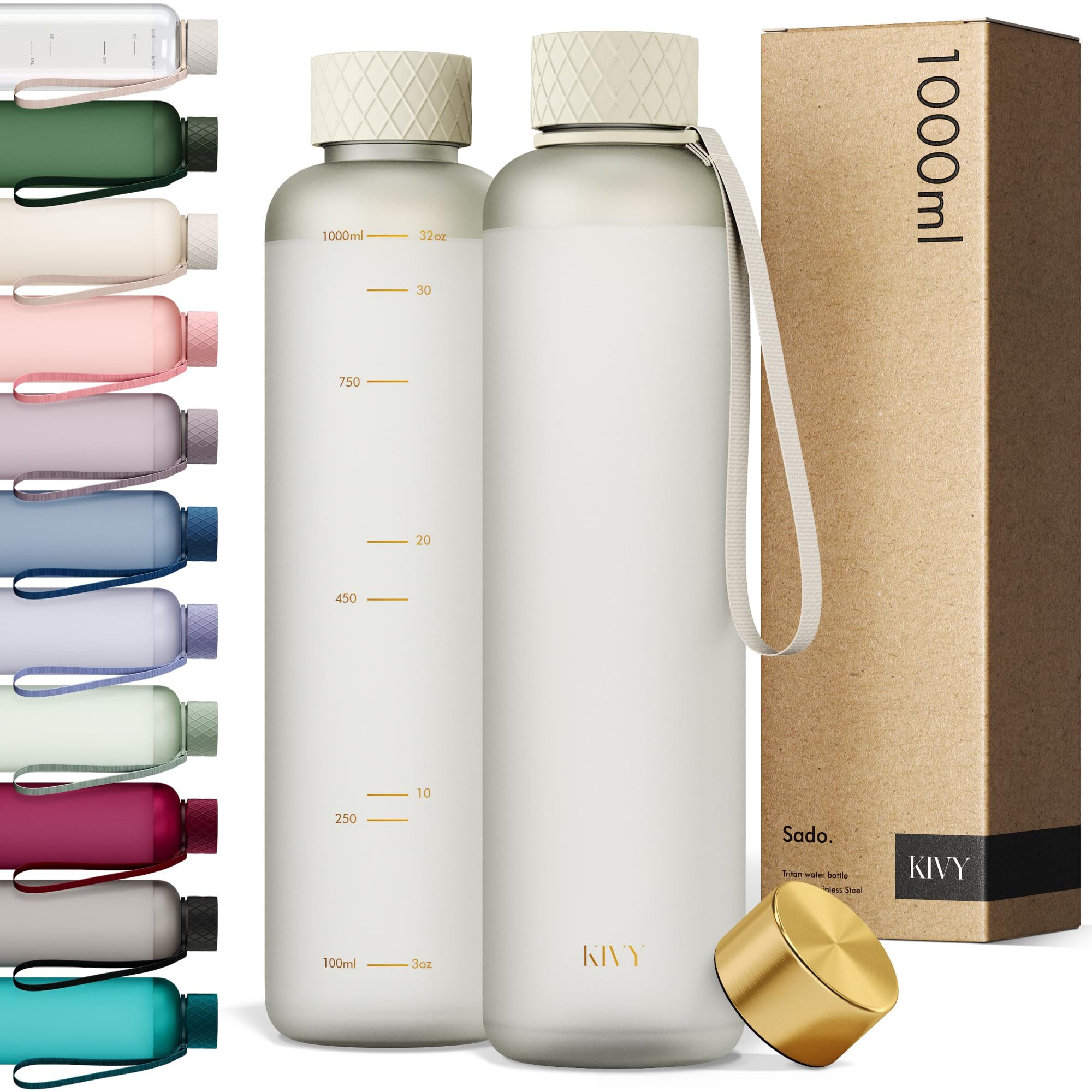 KIVY Trinkflasche Kohlensäure geeignet, Auslaufsicher, Bruchsicher, Federleicht, Trinkflasche Gym Flasche - Sporttrinkflasche - Fitness Trinkflasche